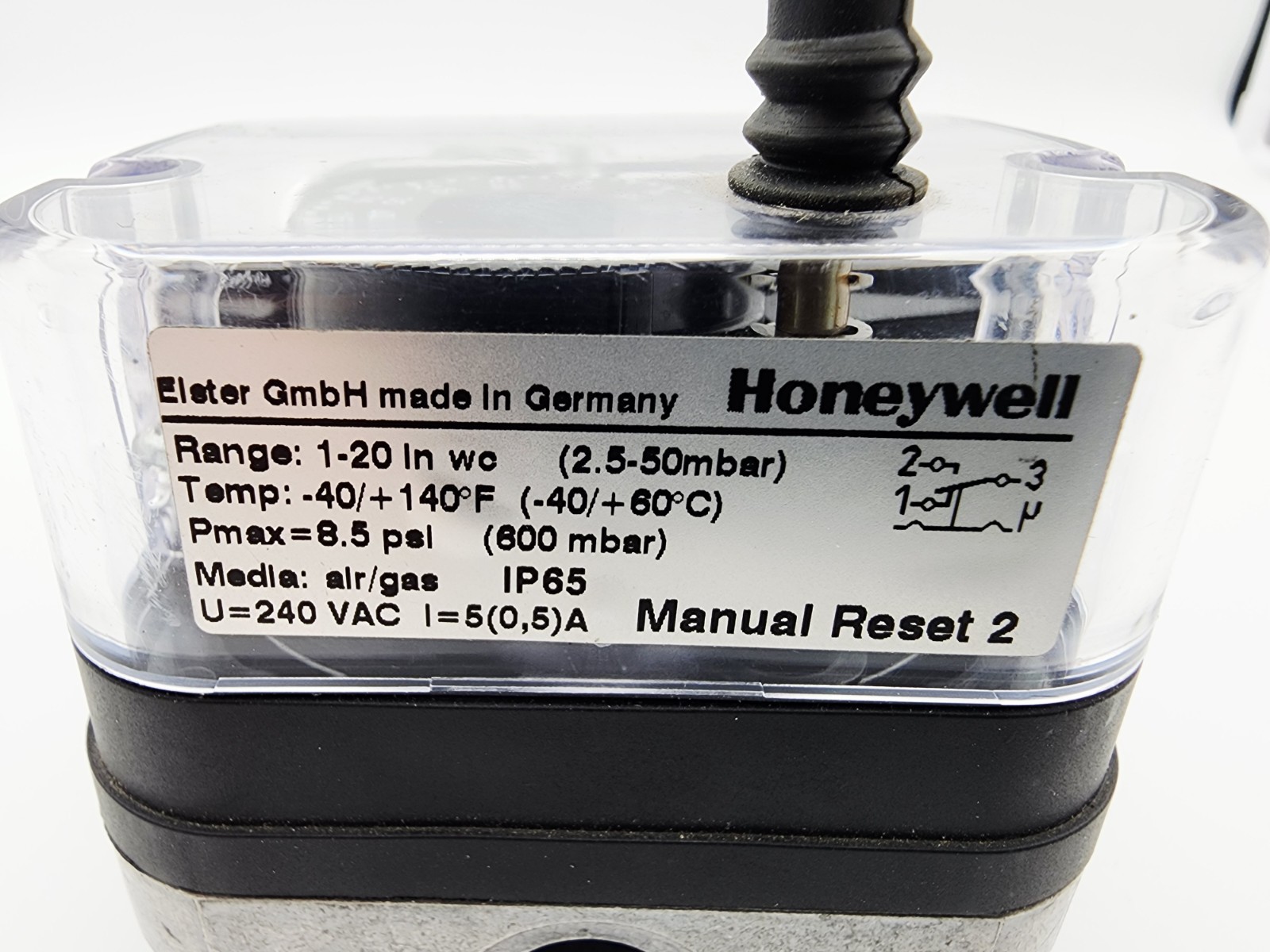 Honeywell C6097B3028 High Gas Pressure Switch, 1 – 20″ W.C
