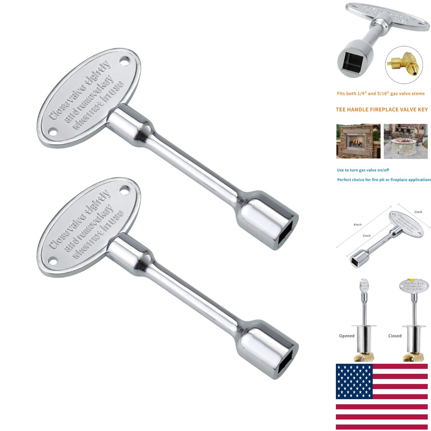 Durable 2-Pack Gas Valve Keys – Universal Fit for Fire Pits & Fireplaces