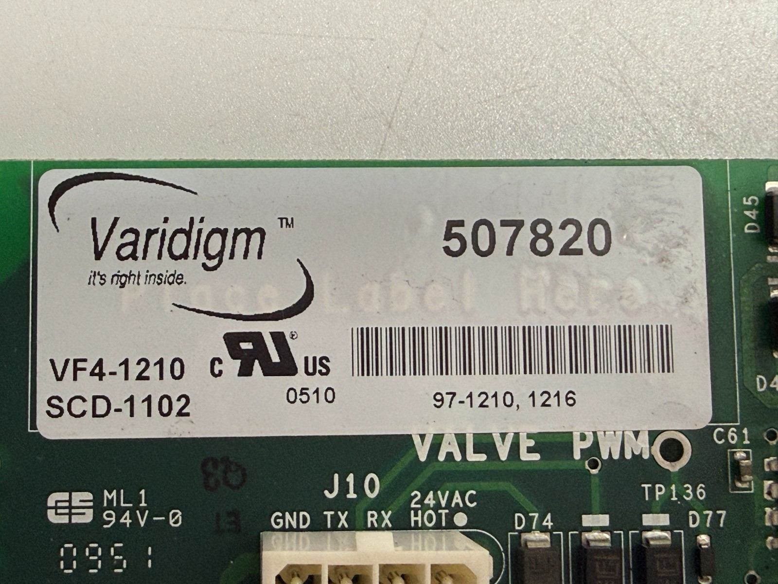 York Luxaire VARIDIGM 507820 Control Board VF4-1210 Rev.E