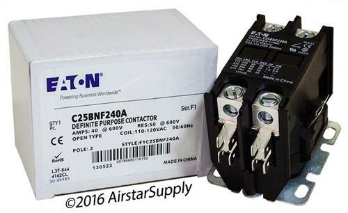 C25BNF240A Eaton / Cutler Hammer Contactor – 40 Amp / 2 Pole / 110/120V Coil