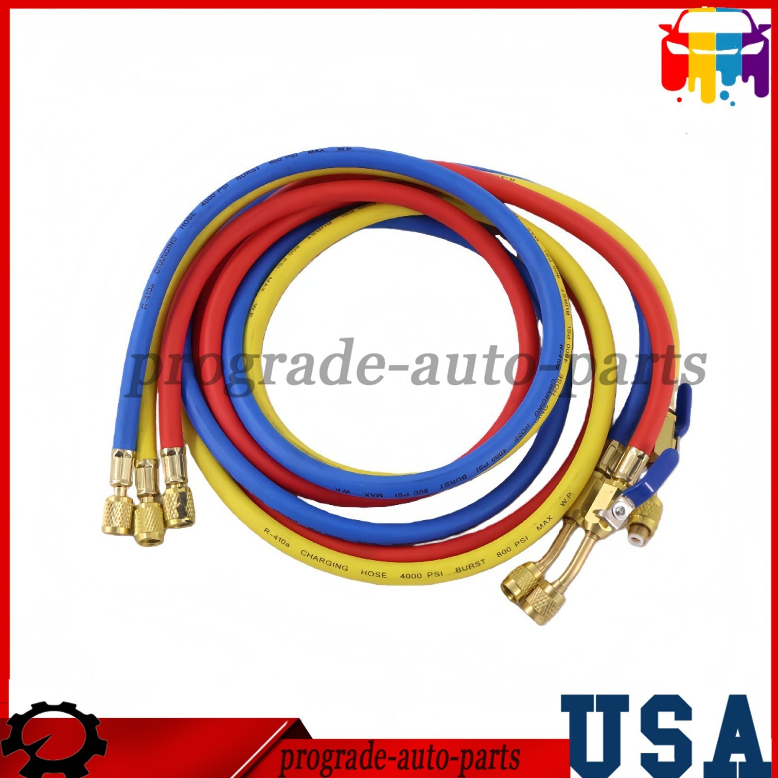 For Plus II 72″ Charging Hose Set 1/4″ Compact Ball Valve 3 Pack US STOCK
