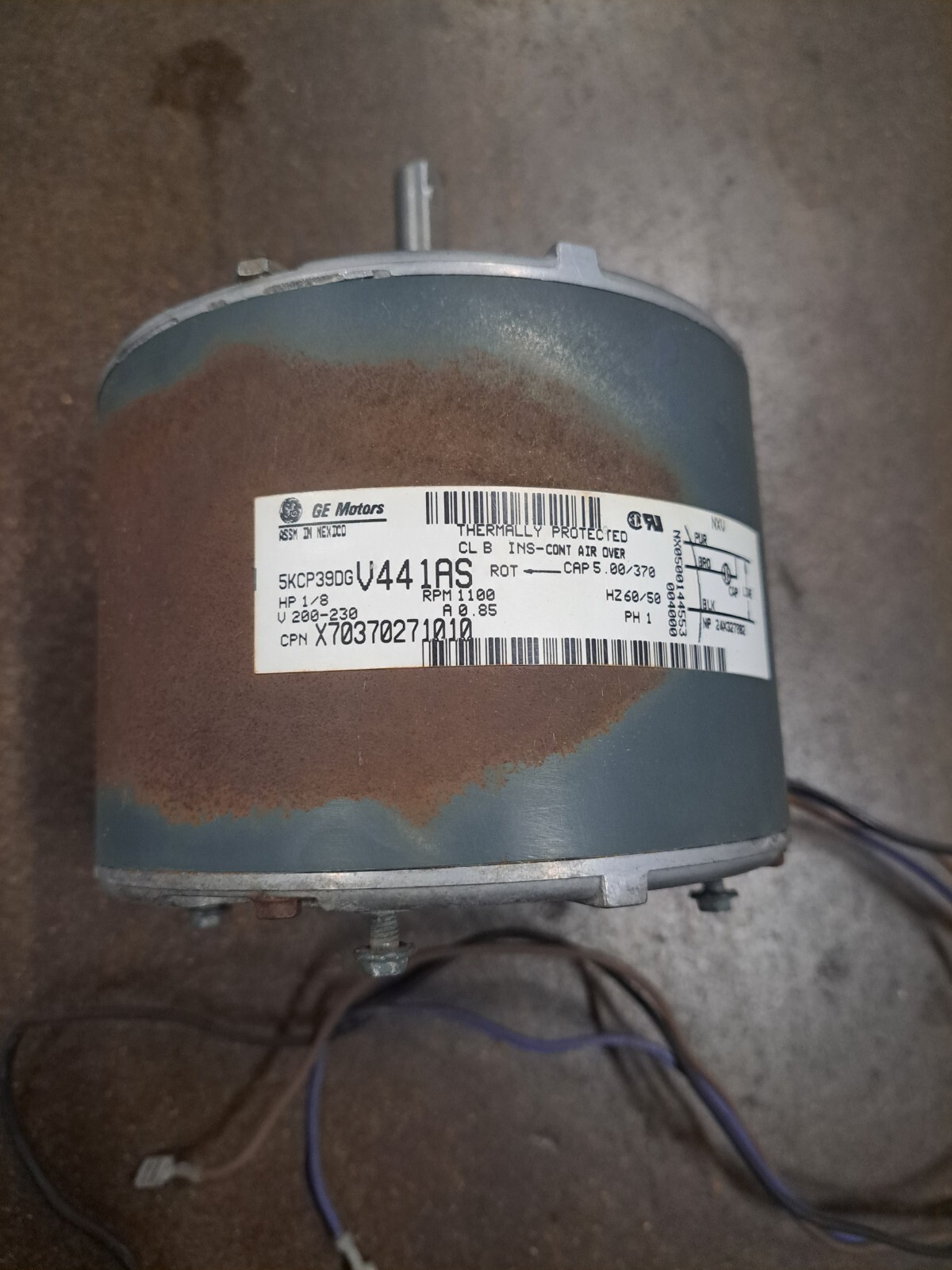 Trane X70370271010 5KCP39DGV441AS 1/8 HP 1100rpm fan motor