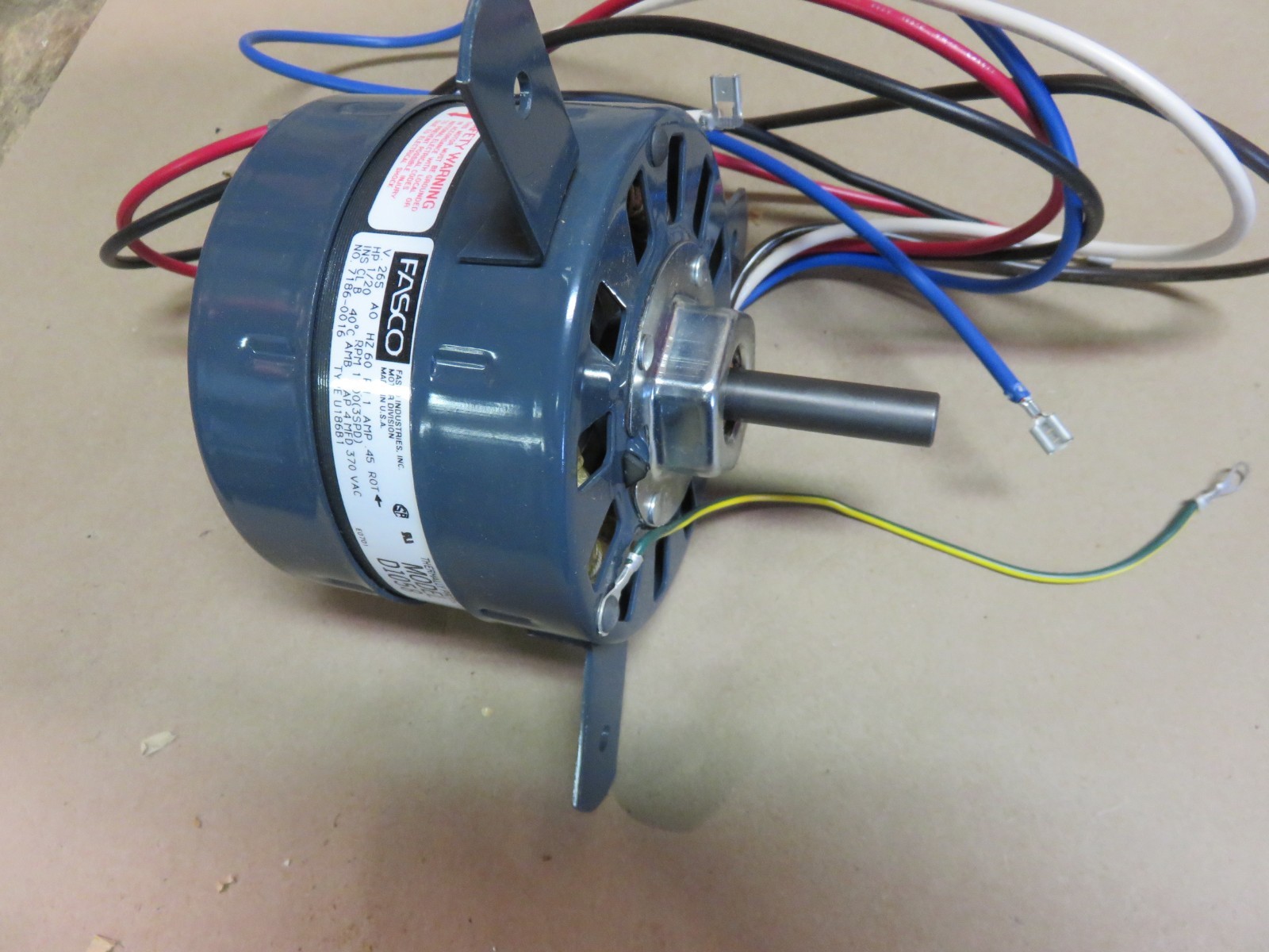 FASCO D1058 ELECTRIC MOTOR 1/20 HP 265 VOLT PART# 7186-0016