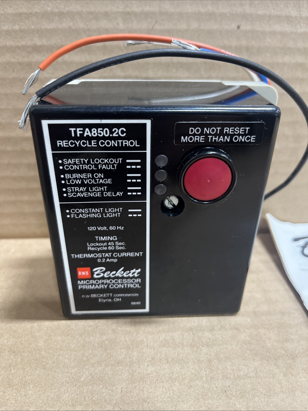 Beckett TFA850.2V Microprocessor Recycle Primary Control For Oil Burners *NOS*