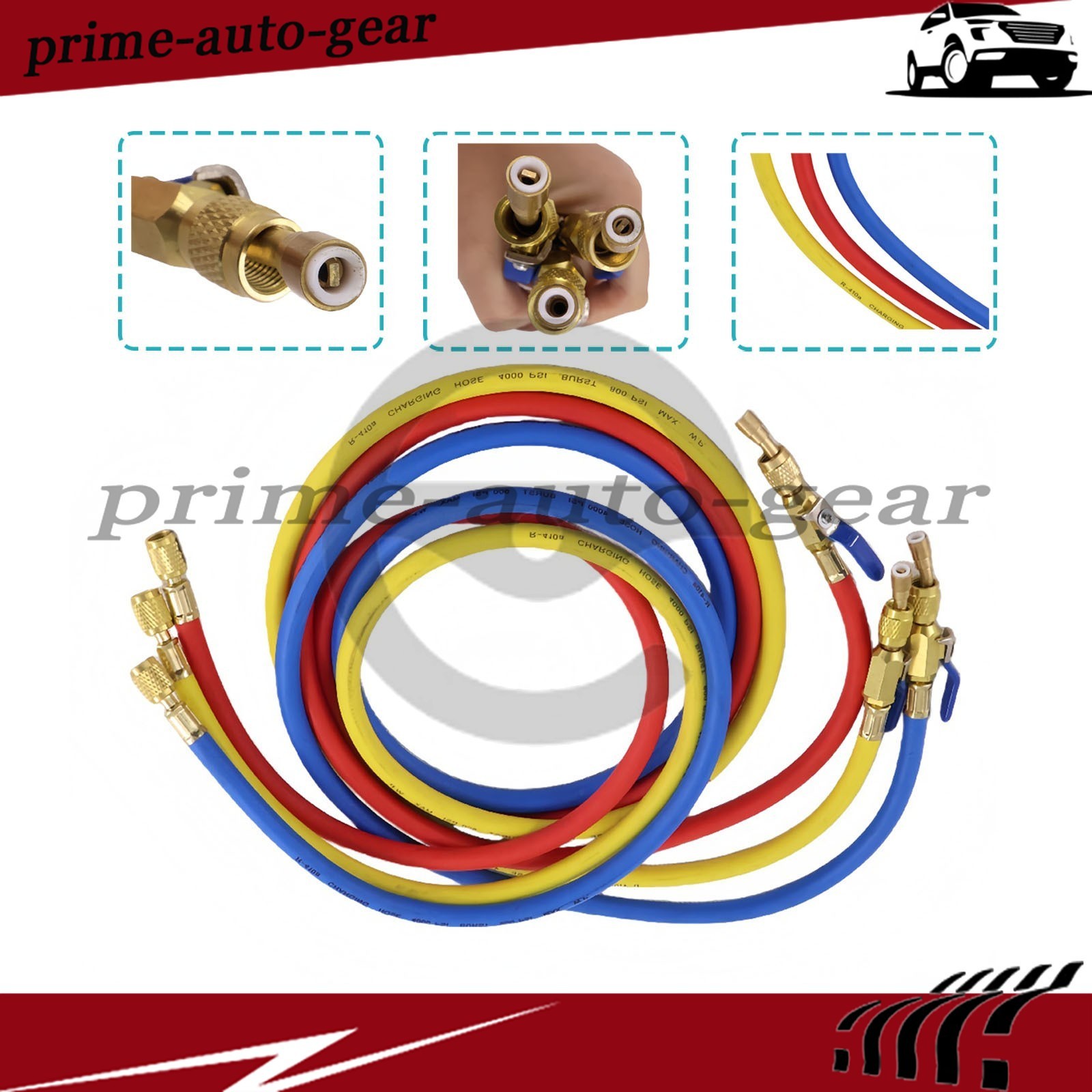 3Pack 29986 Plus II 1/4″ Hose with Compact Ball Valve 72″ for R-410A Refrige
