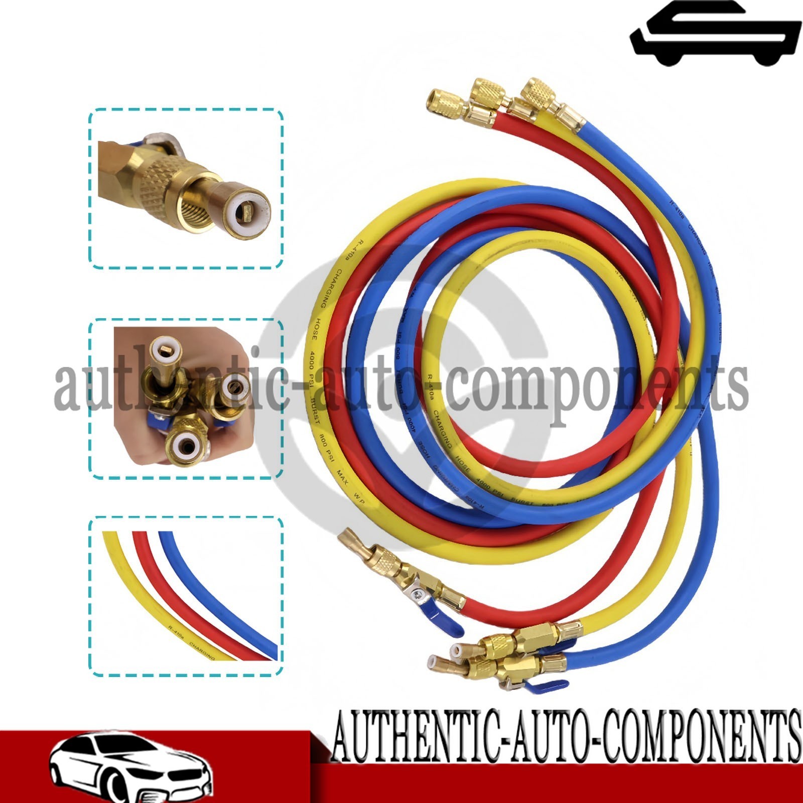 For Yellow Jacket Plus II 1/4″ Charging Hose Set 72″ Compact Ball (Pack of 3)