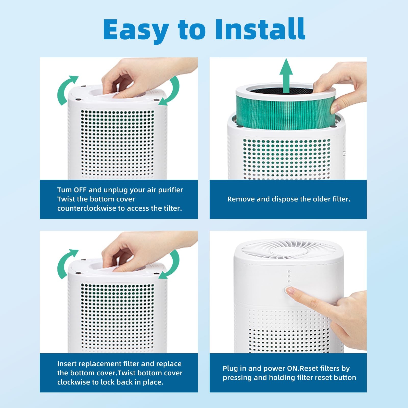 HY1800 HEPA Air Filter Replacement Green