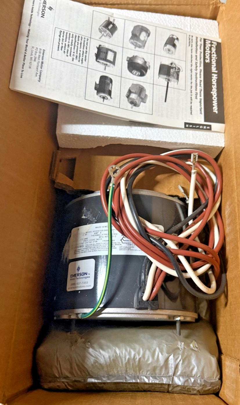 EMERSON 3736 CONDENSER FAN MOTOR HVAC 460V 0.8A 1/4HP 1075RPM TEAO