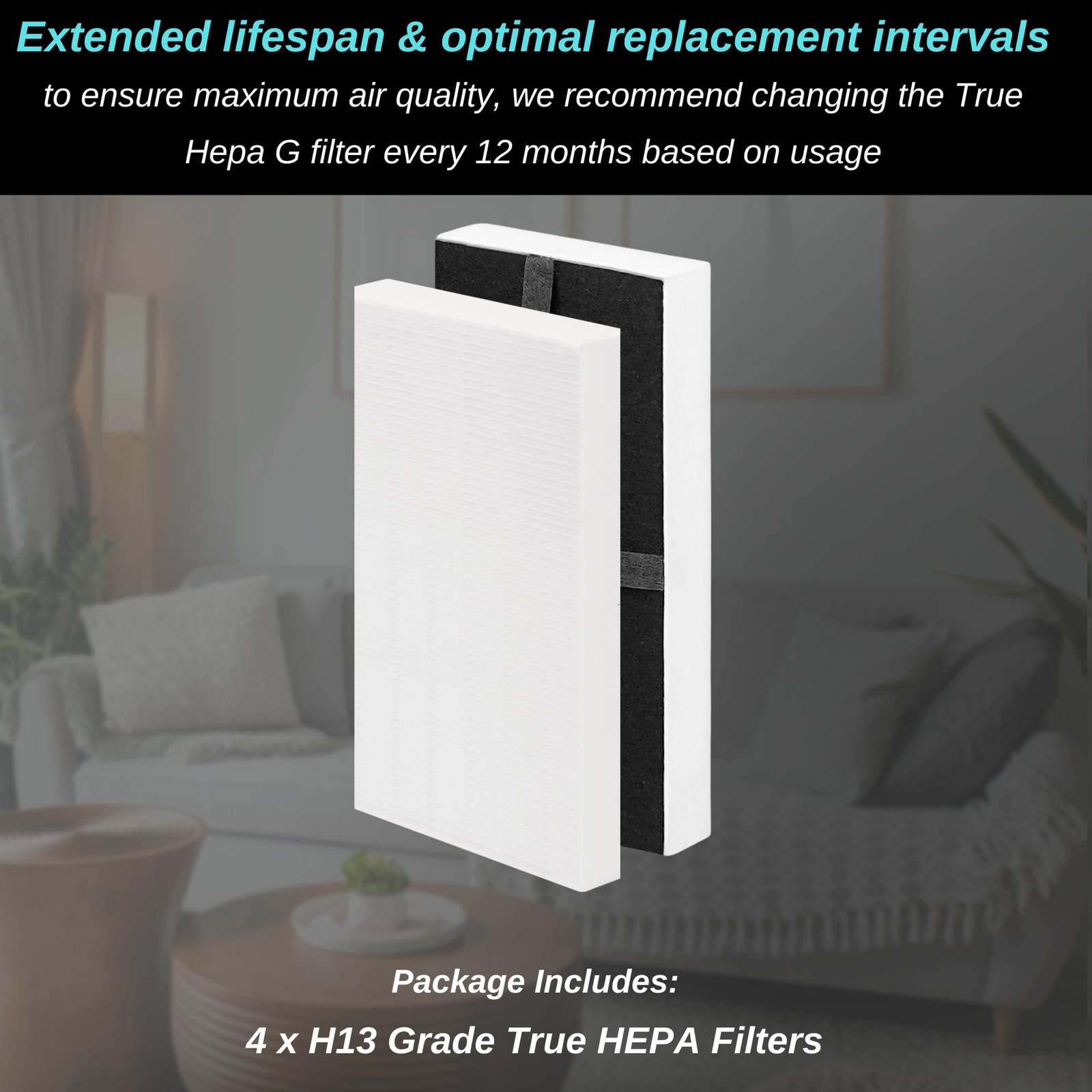 4-Pack HRF-G1/HRF-G2 True HEPA Replacement Filter (G) Compatible with…