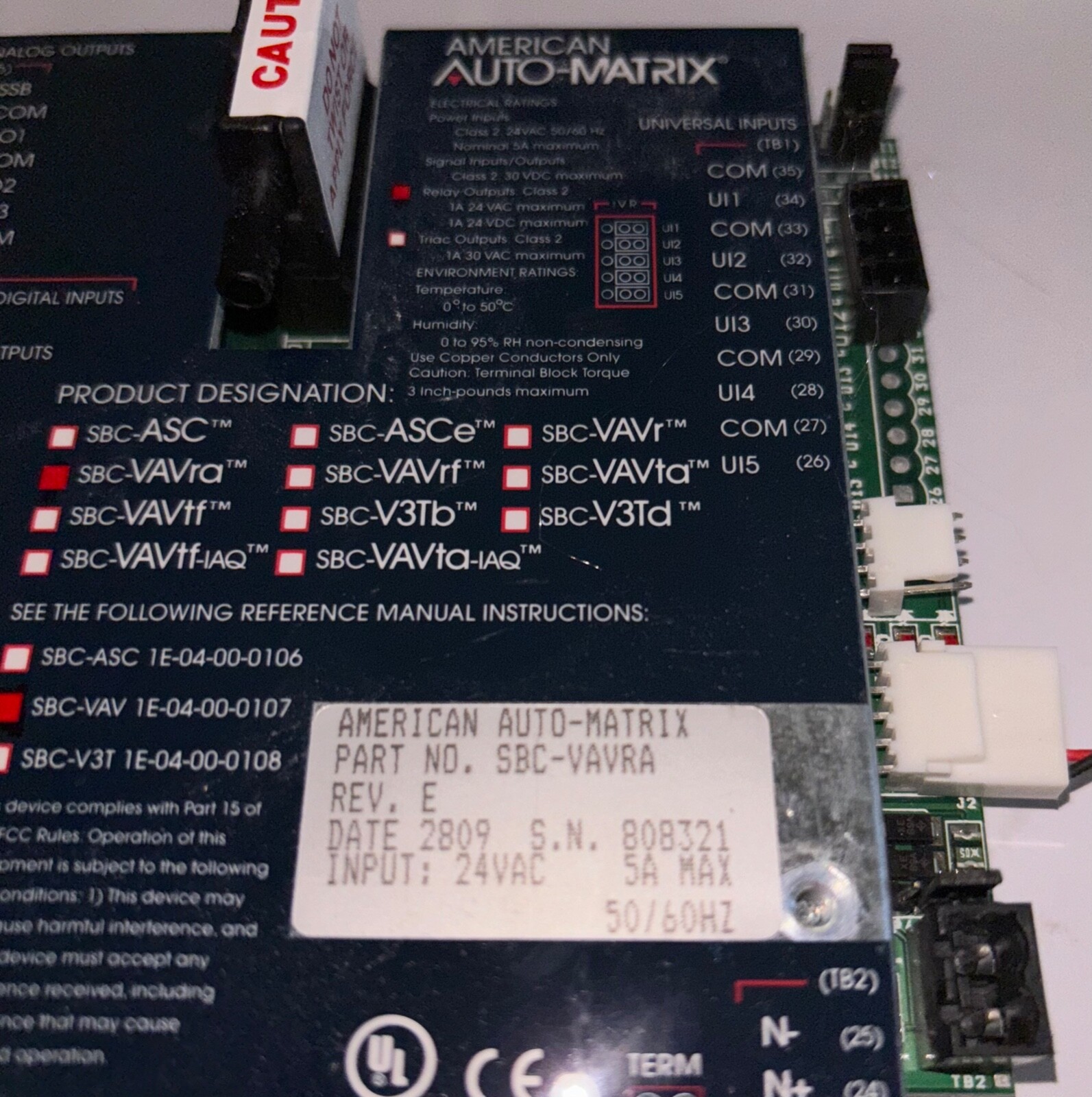 American Auto-Matrix SBC-VAVRA VAV Control Board and Actuator