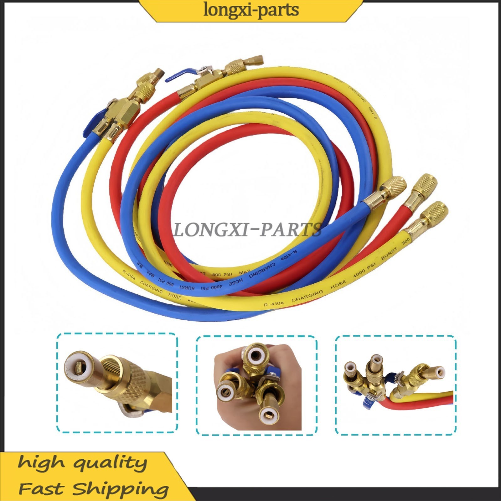 Fits R-410A Refrige 3Pack 29986 Plus II 1/4″ Hose with Compact Ball Valve 72″ US