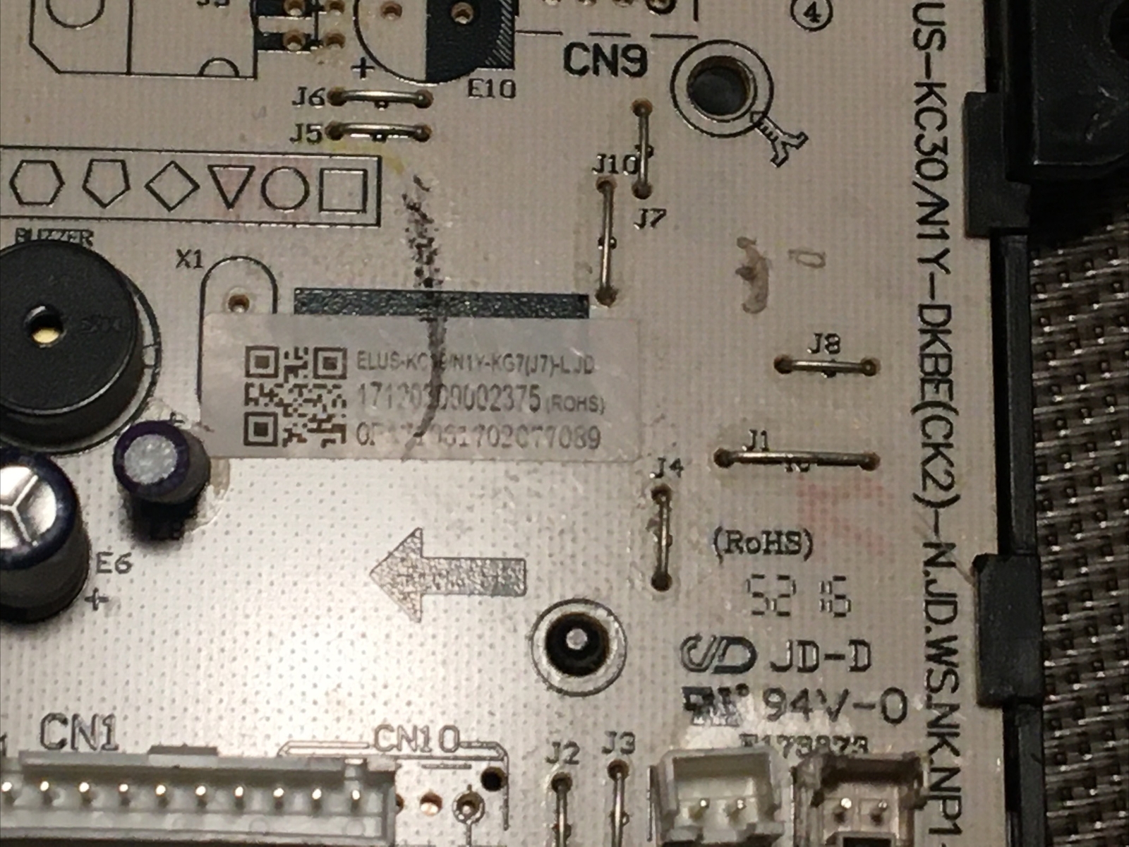 Kenmore ac model: 253.77120 Power Supply Board ( ELUS-KC19 /N1Y-KG7(J7)-LJD