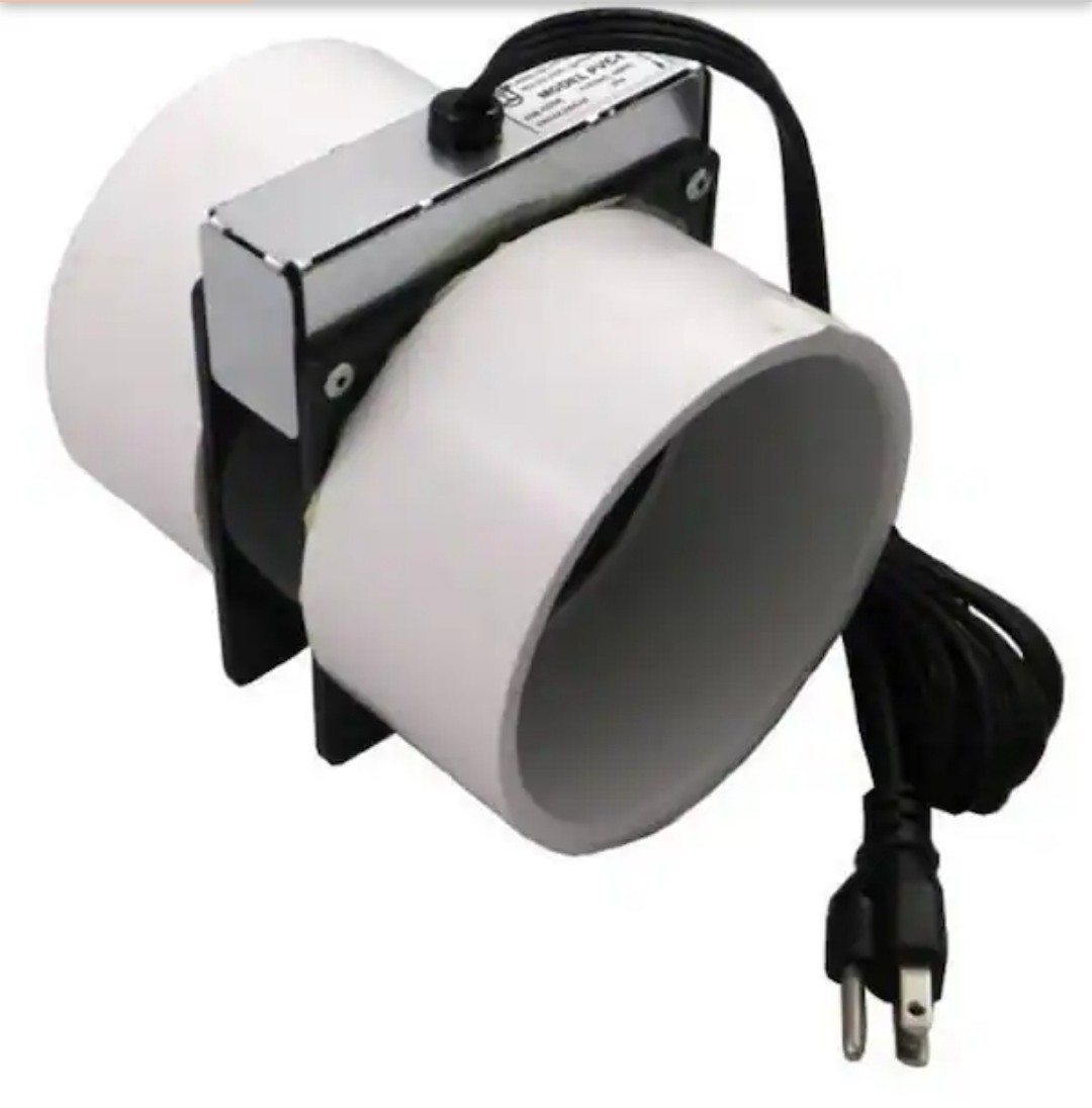 TJERNLUND PVC4 PVC Radon Booster Fan,16W,4″ 59JW96