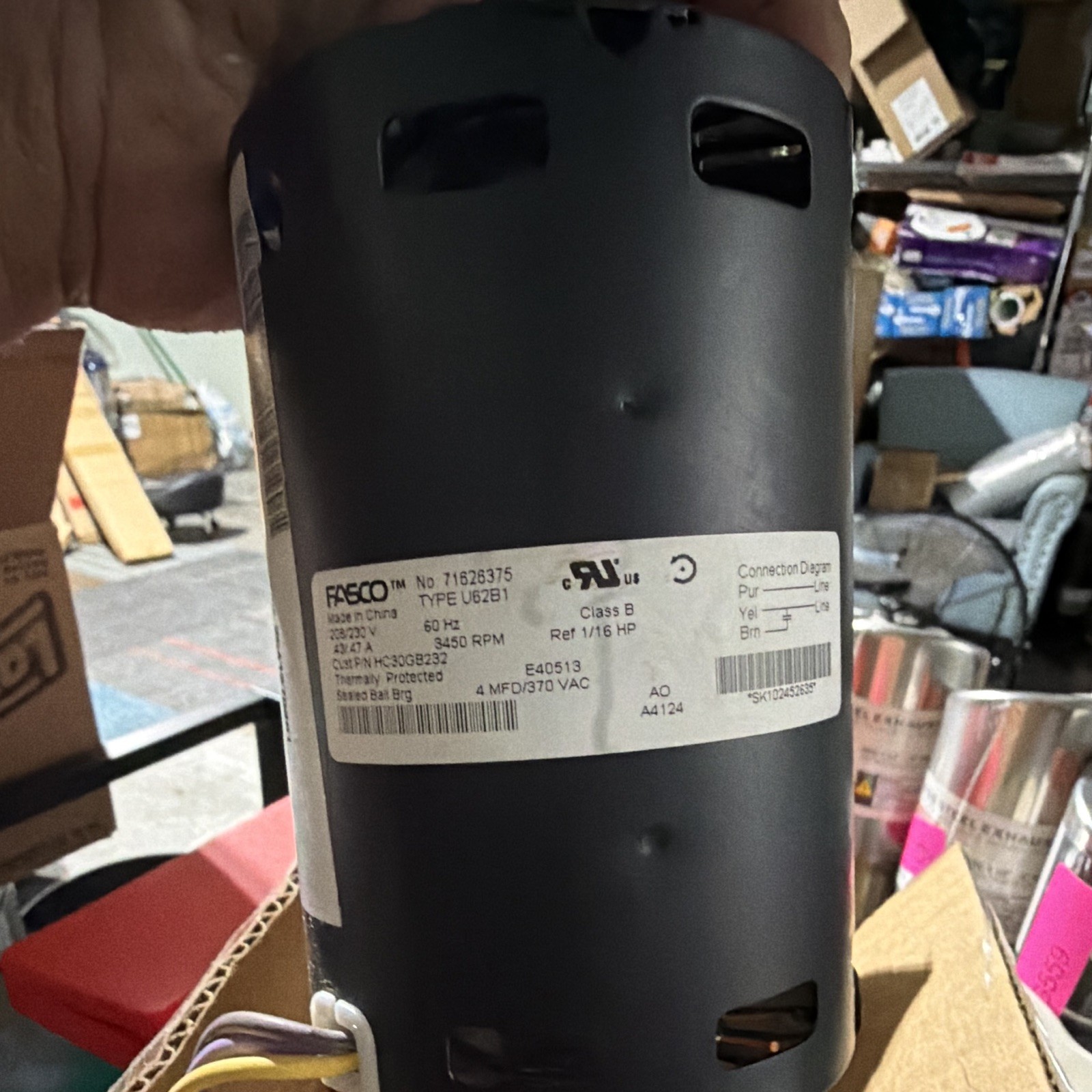 Carrier Inducer Motor HC30GL460 460V 3-Phase 1/16 HP 3450 RPM