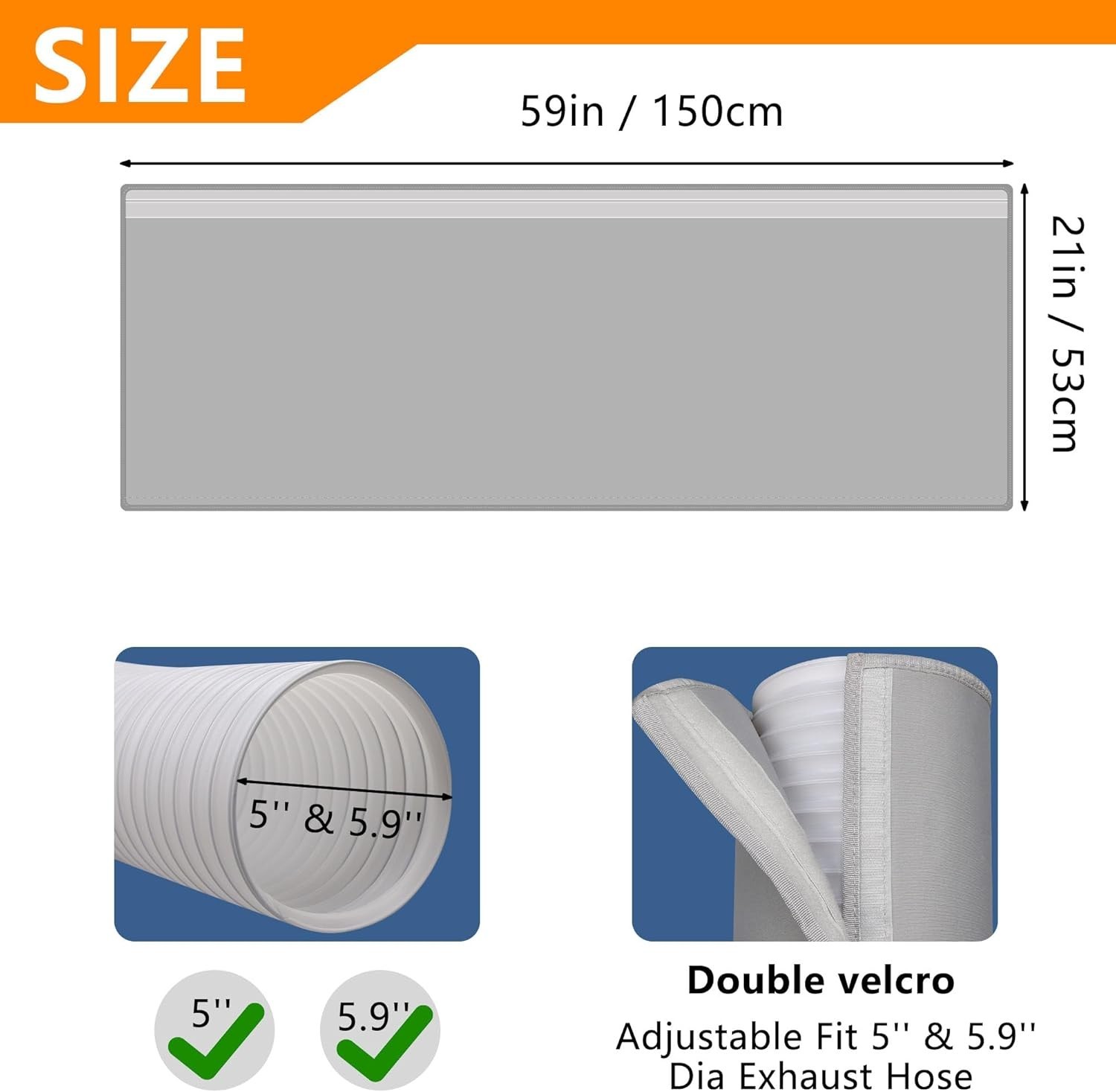 Portable AC Hose Insulation Sleeve, Air 1 Pack, Light Gray