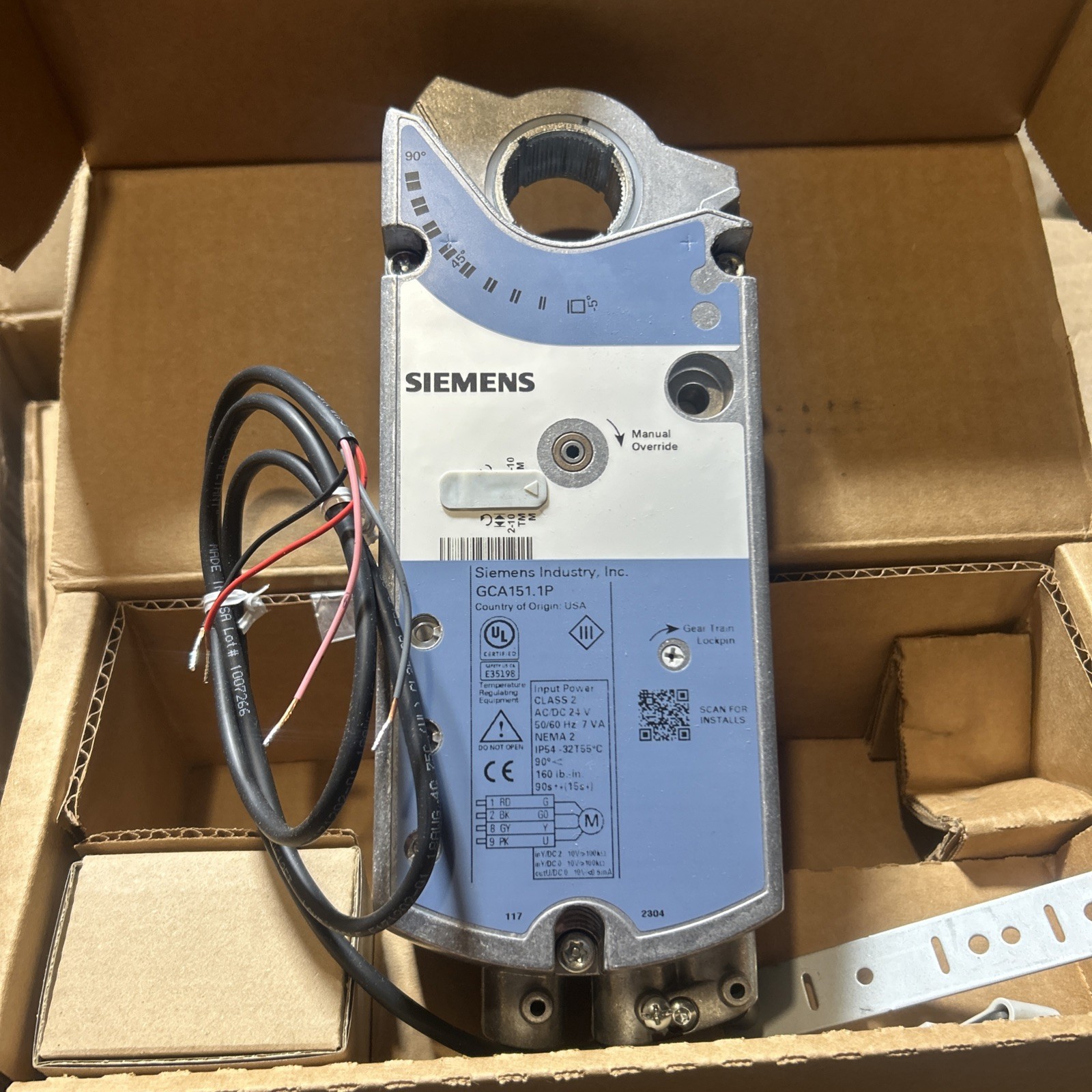 SIEMENS GCA151.1P OPENAIR ACTUATOR SR 24V 160 IN LB NEW OPEN BOX