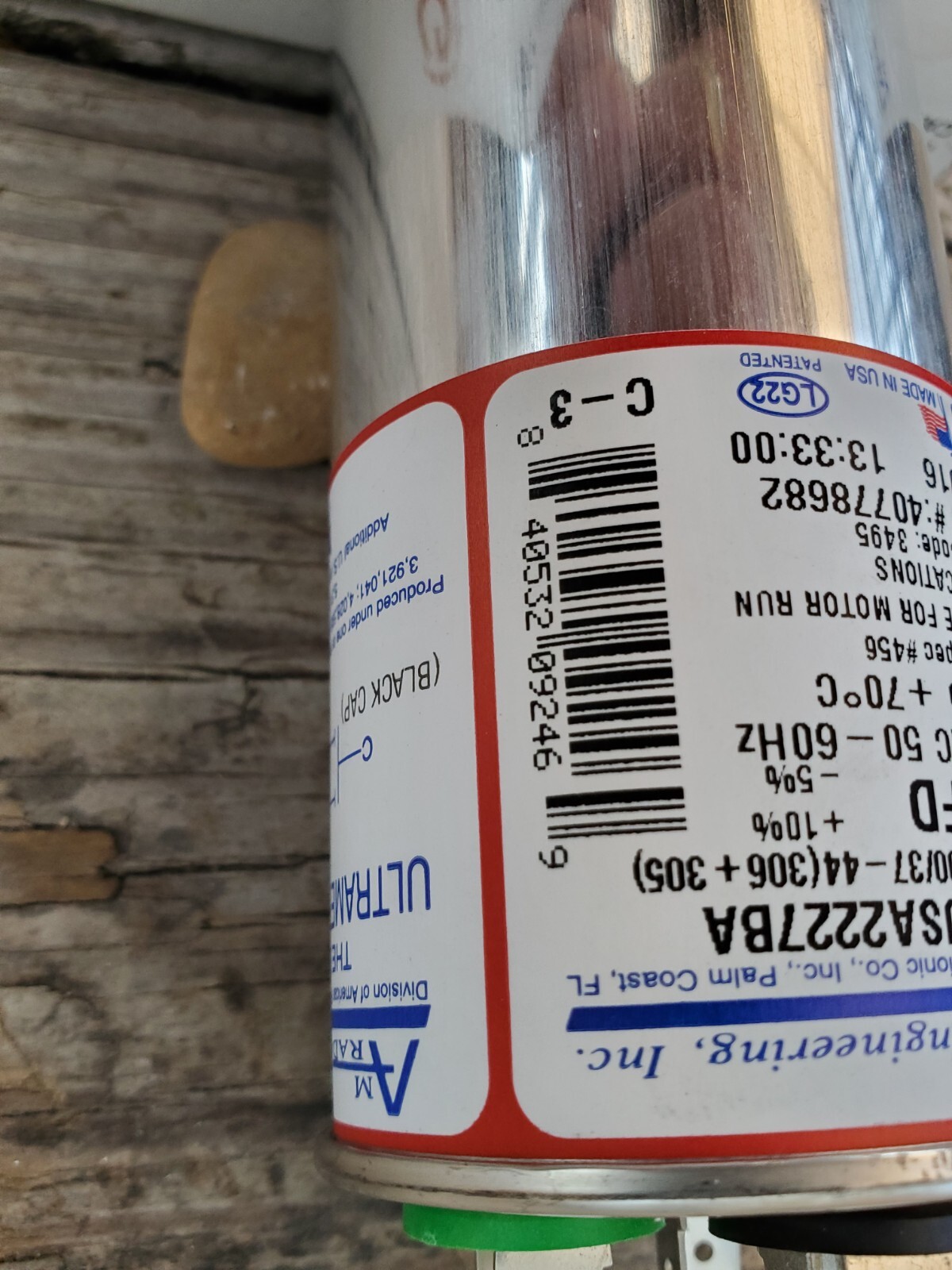 AmRad USA2227BA Round Run Capacitor 30+3 uF MFD 370 / 440 Volt Made in USA