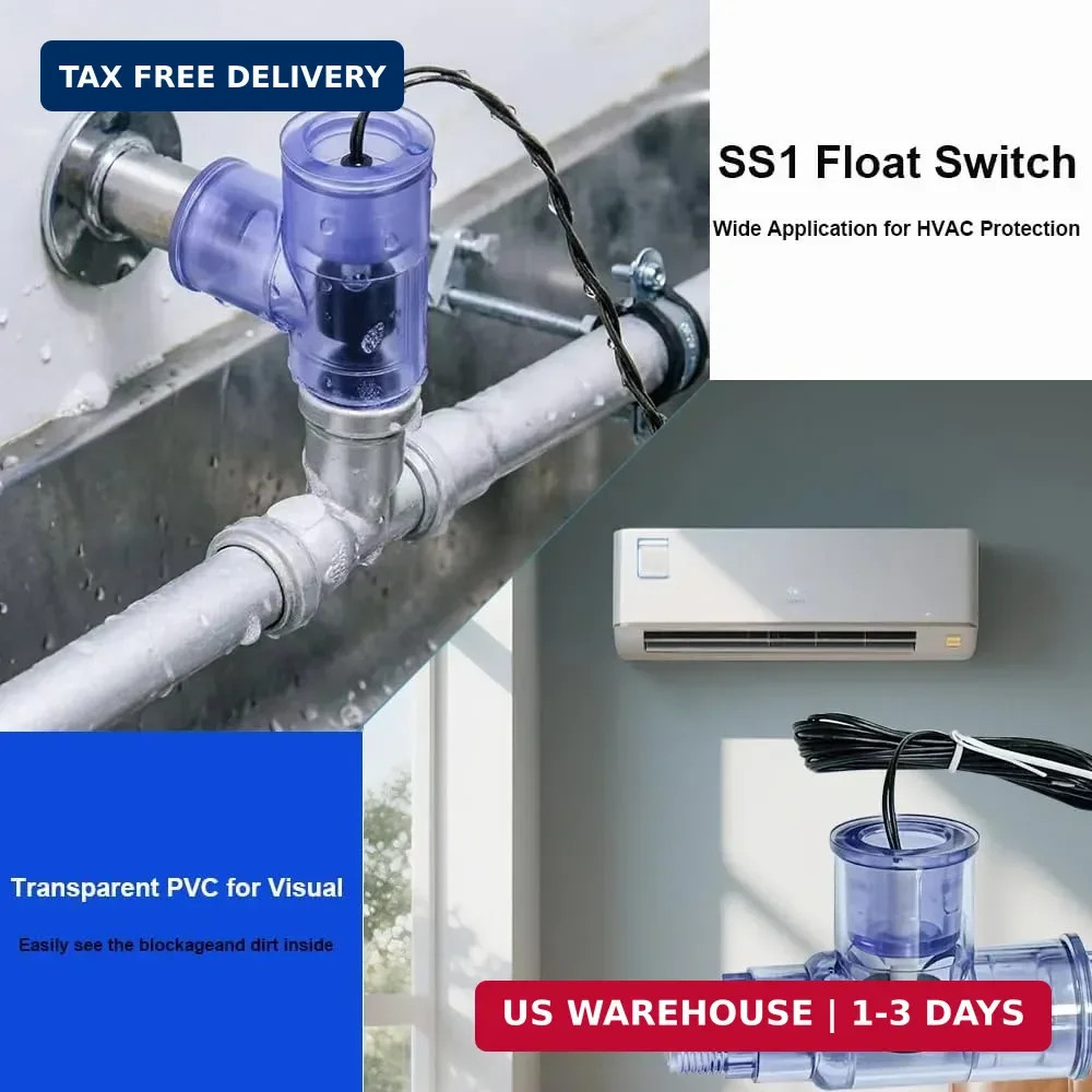 SS1 Condensate Overflow Float Switch Transparent Blue Overflow Safety Sensor Acc