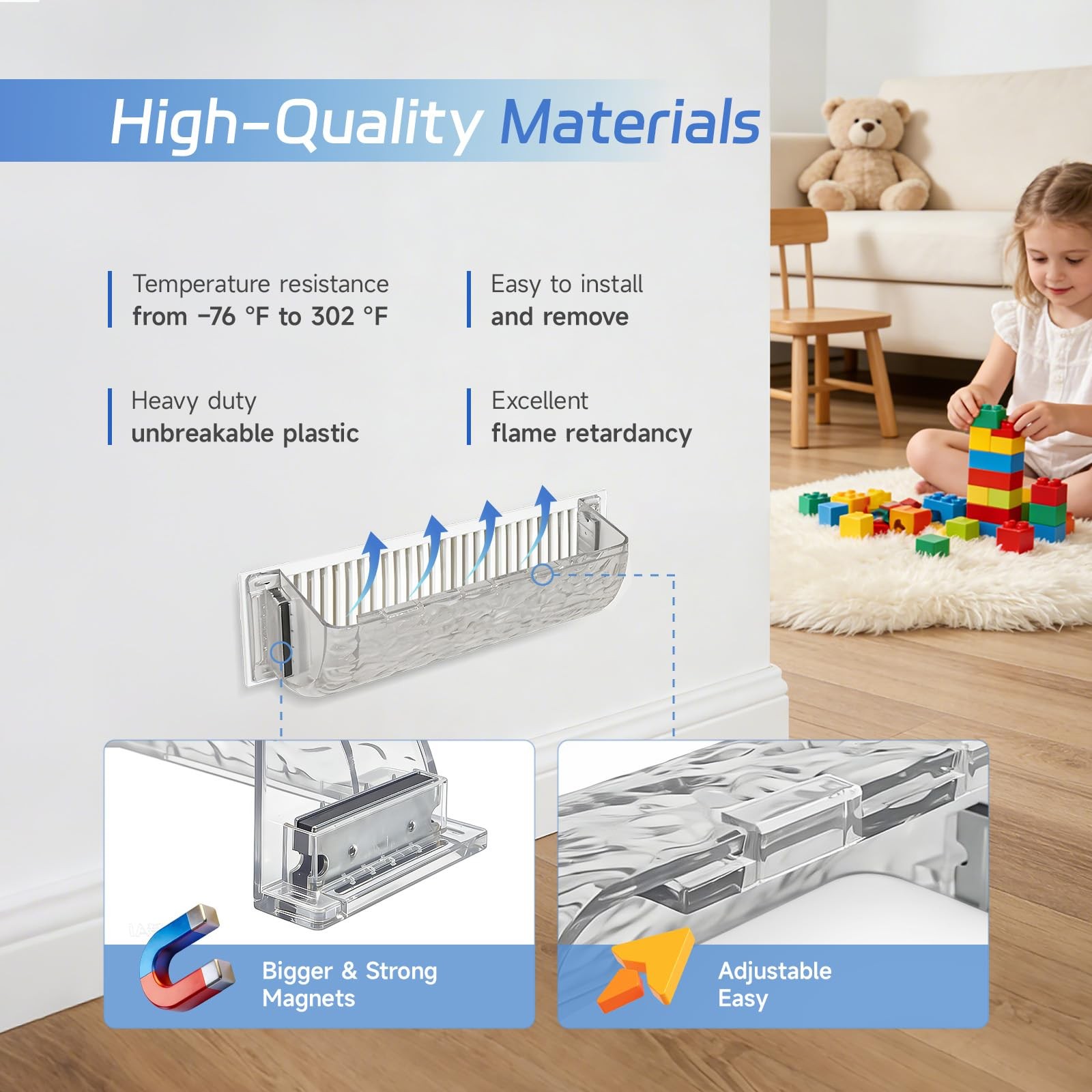 4 Pack Magnetic Air Vent Deflector for Ceiling, Wall & Floor Transparent