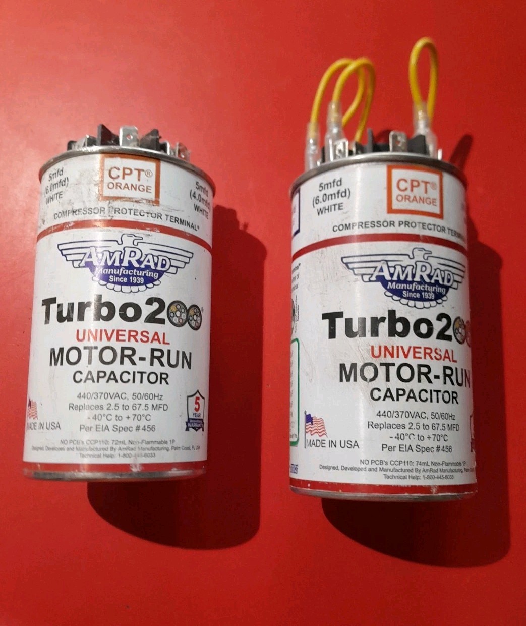 2 – AMRAD Turbo200 UNIVERSAL MOTOR – RUN CAPACITORS…good used with jumpers