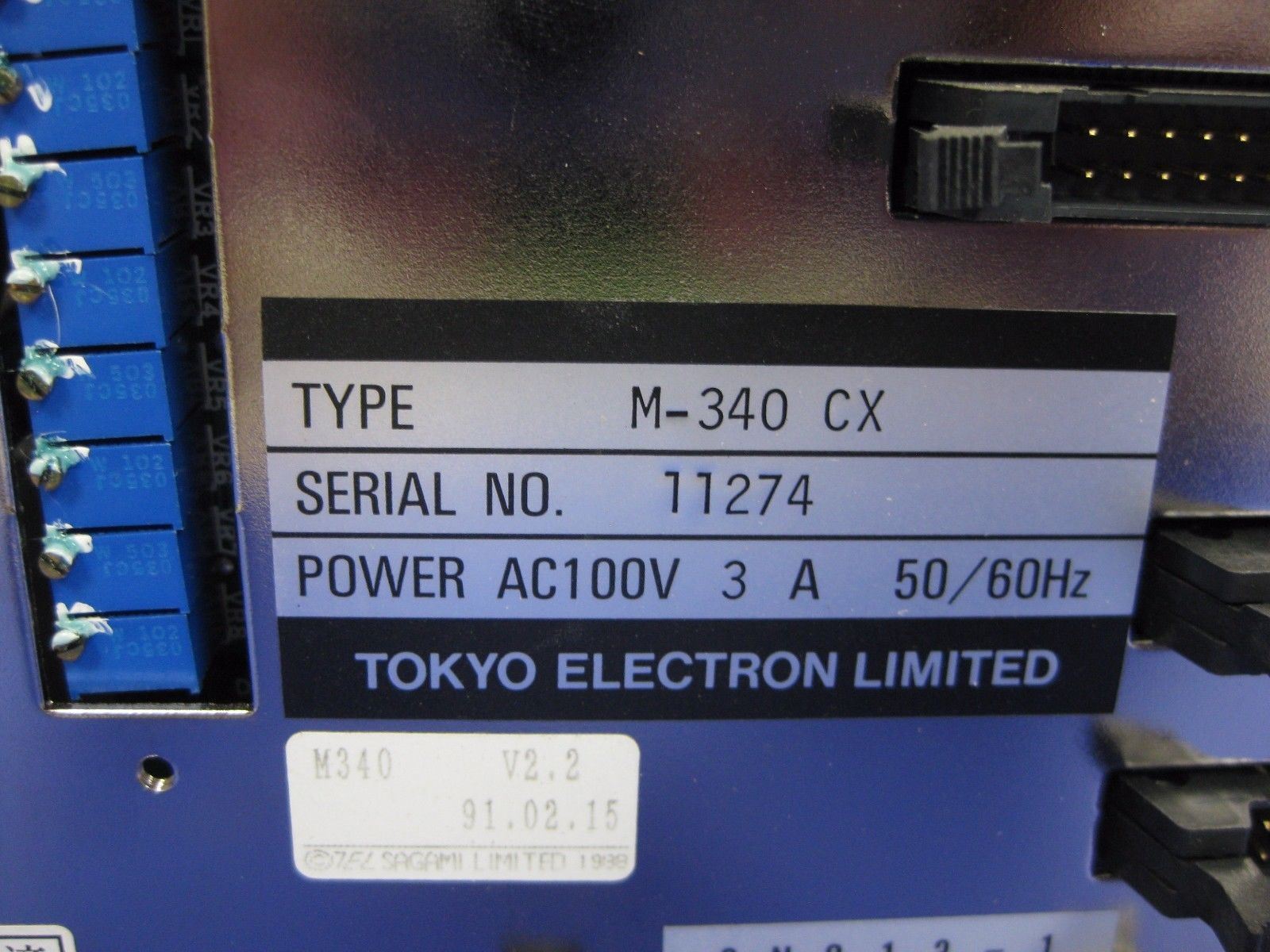 TEL Tokyo Electron Limited, Model M-340 CX, Gas System Ctrl Unit, Used