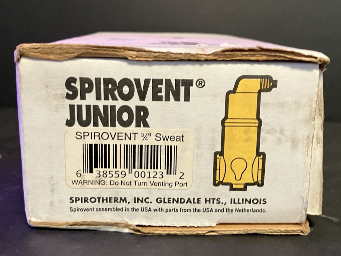 NOS Spirovent Junior 3/4″ Sweat Air Eliminator Spirotherm VJS075 Brass Hydronic
