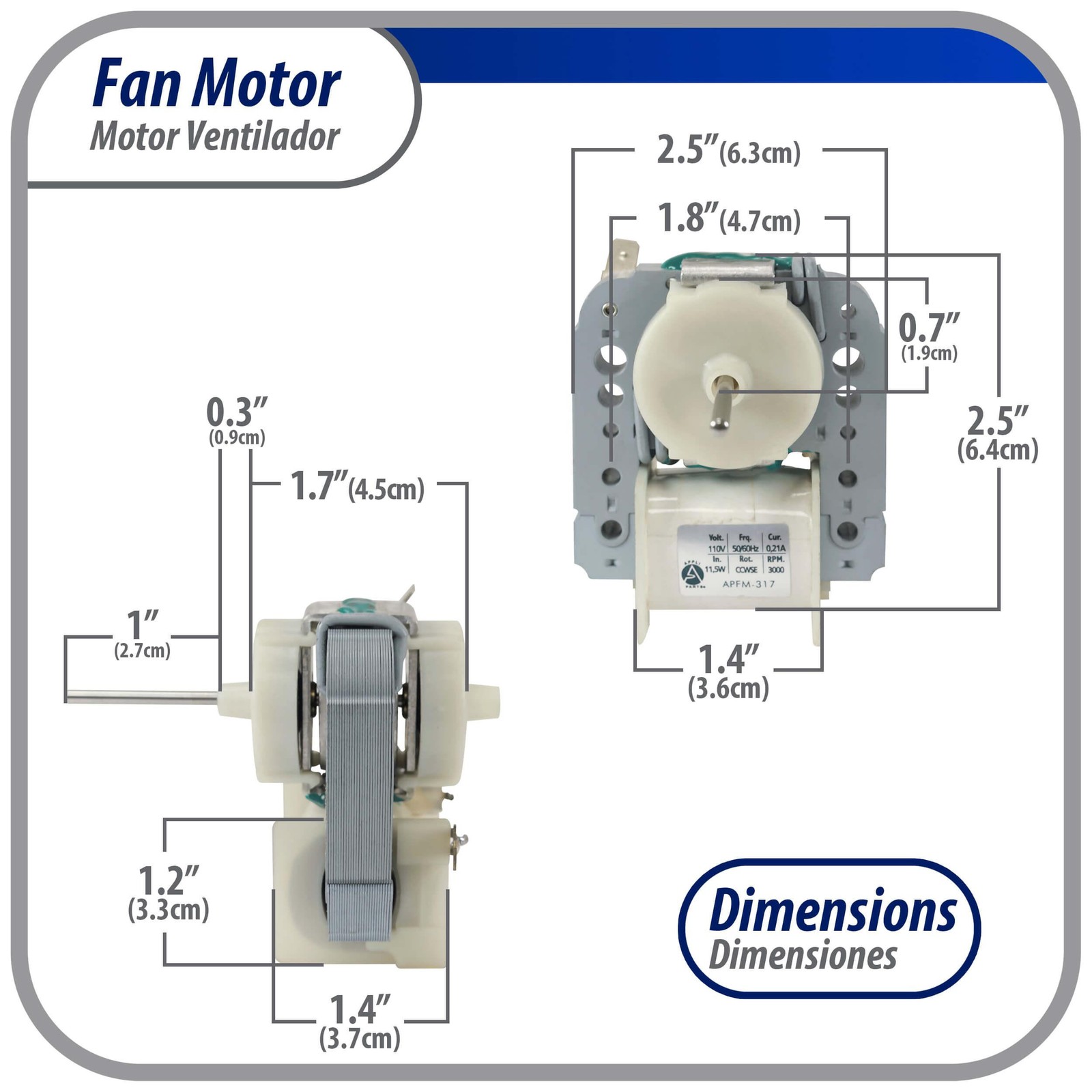Appli Parts Evaporator Fan Motor replacement for original part numbers WR60X3034