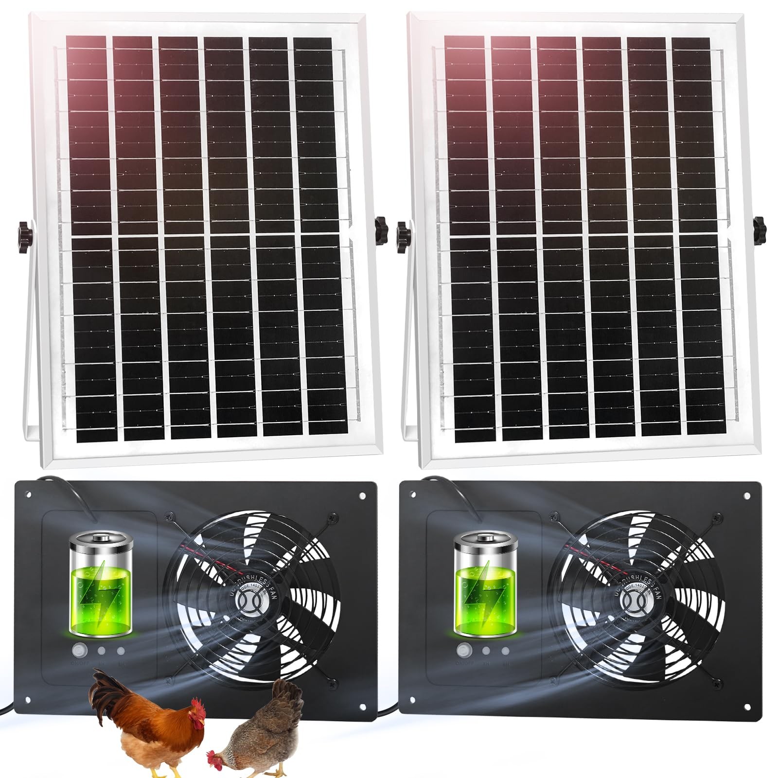 Ladate Solar Exhaust Fan Battery And 3H/6H Timer High Speed Ip65 Waterproof