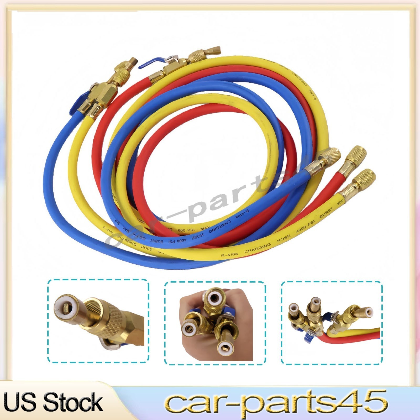 Fits R-410A Refrige 3Pack 29986 Plus II 1/4″ Hose with Compact Ball Valve 72″