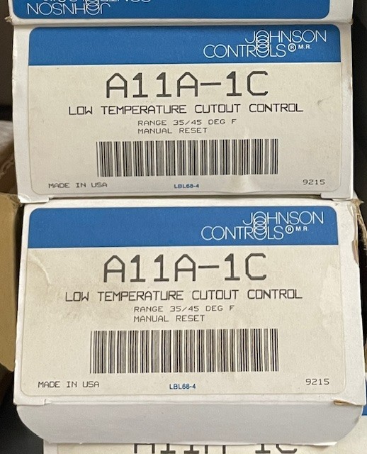 New-Penn A11A-1C Low Temperature Cutout Control Range 35/45 Deg F Manual Reset