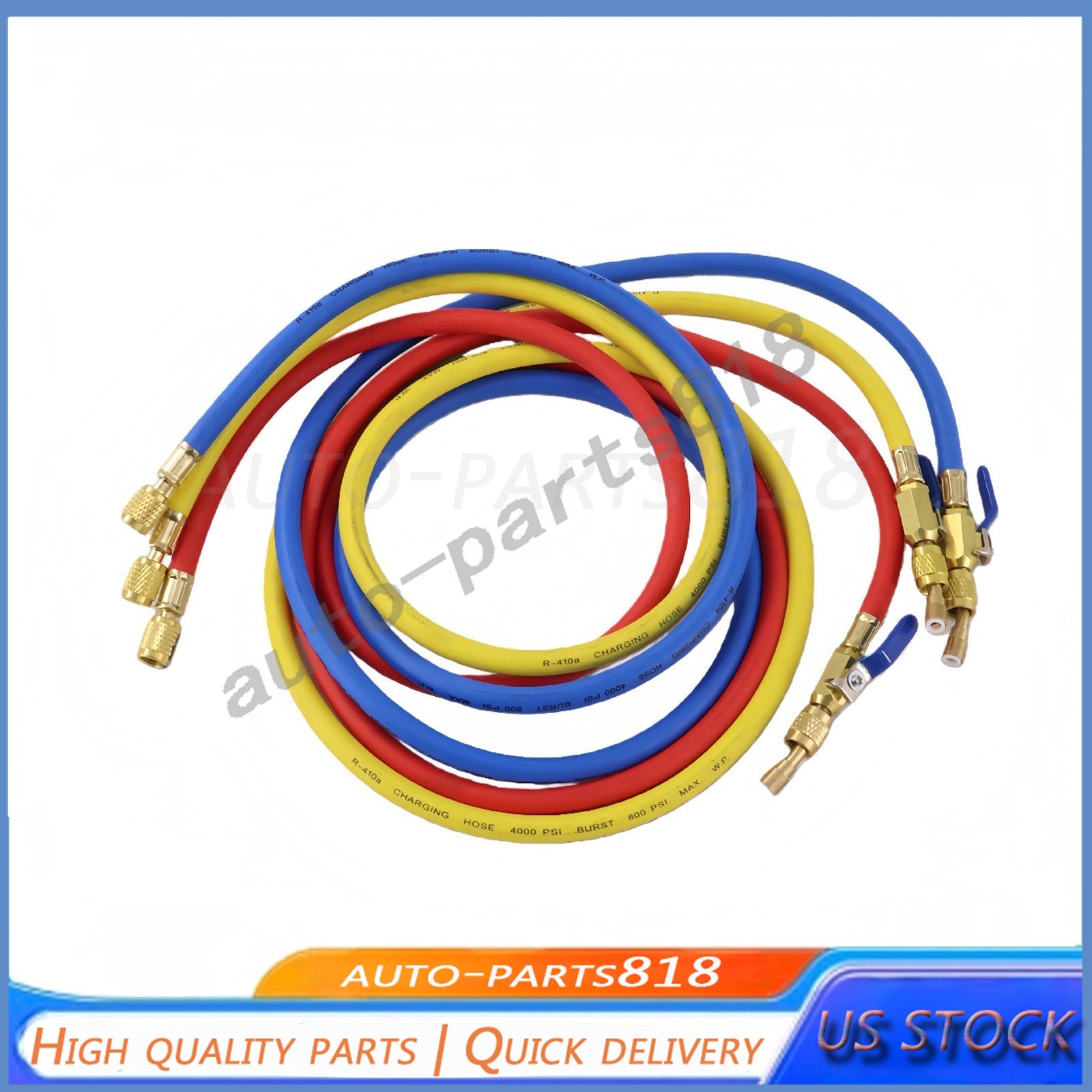 For R-410A Refrige 3Pack 29986 Plus II 1/4″ Hose with Compact Ball Valve 72″ US