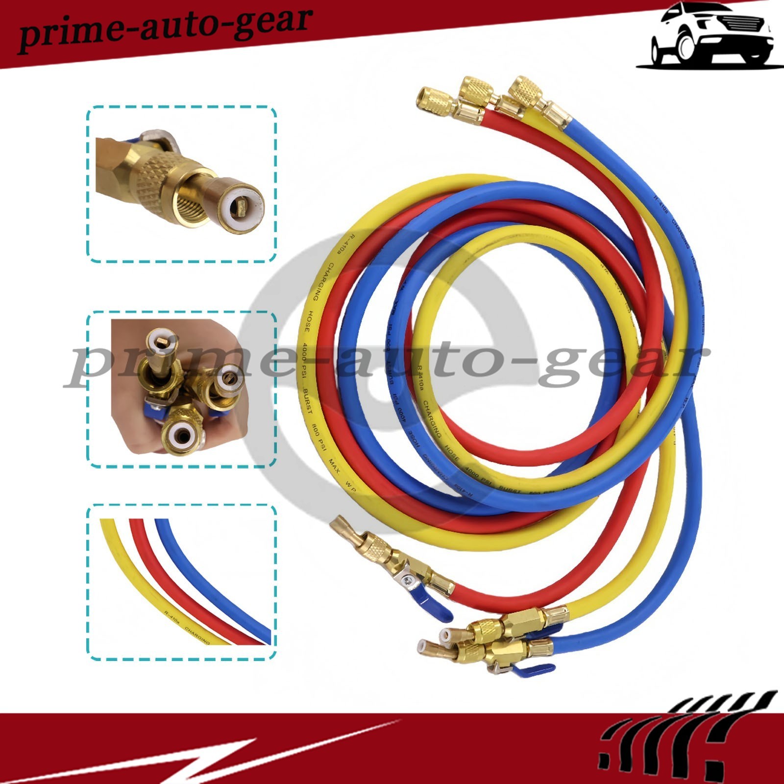 3Pack 29986 Plus II 1/4″ Hose with Compact Ball Valve 72″ for R-410A Refrige