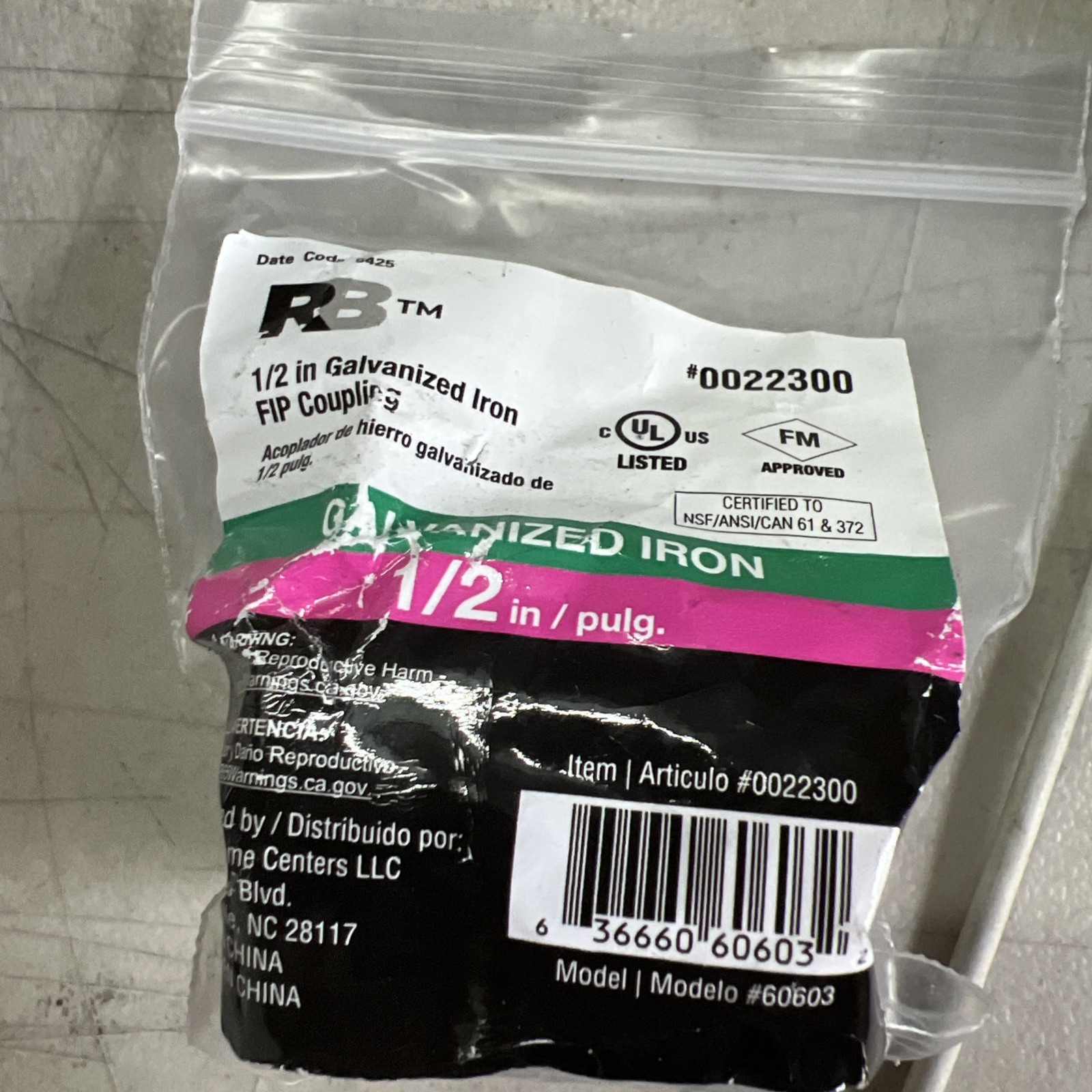 Full Case Of 50 RB Galvanized Iron 1/2″ FIP Coupling 22300