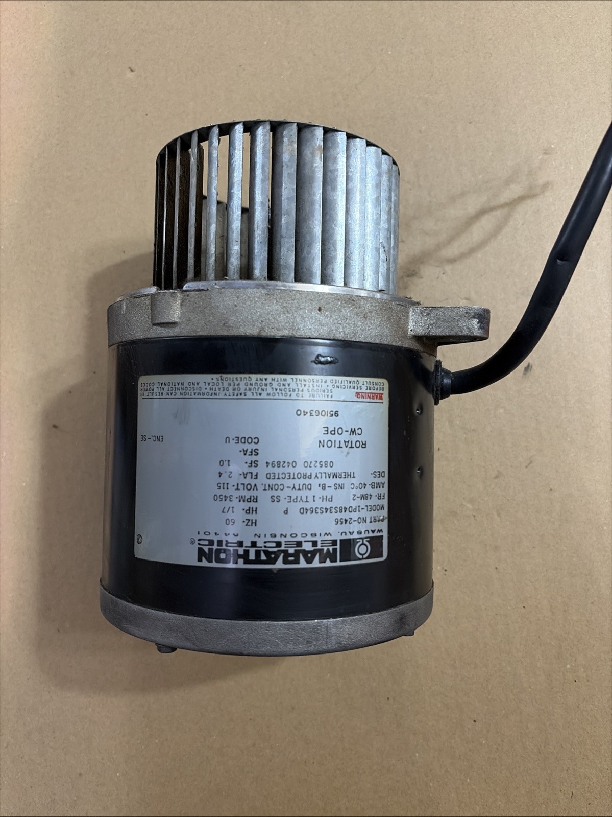 Marathon Electric 2456 Oil Burner Motor 1PD48S34S364D For Beckett