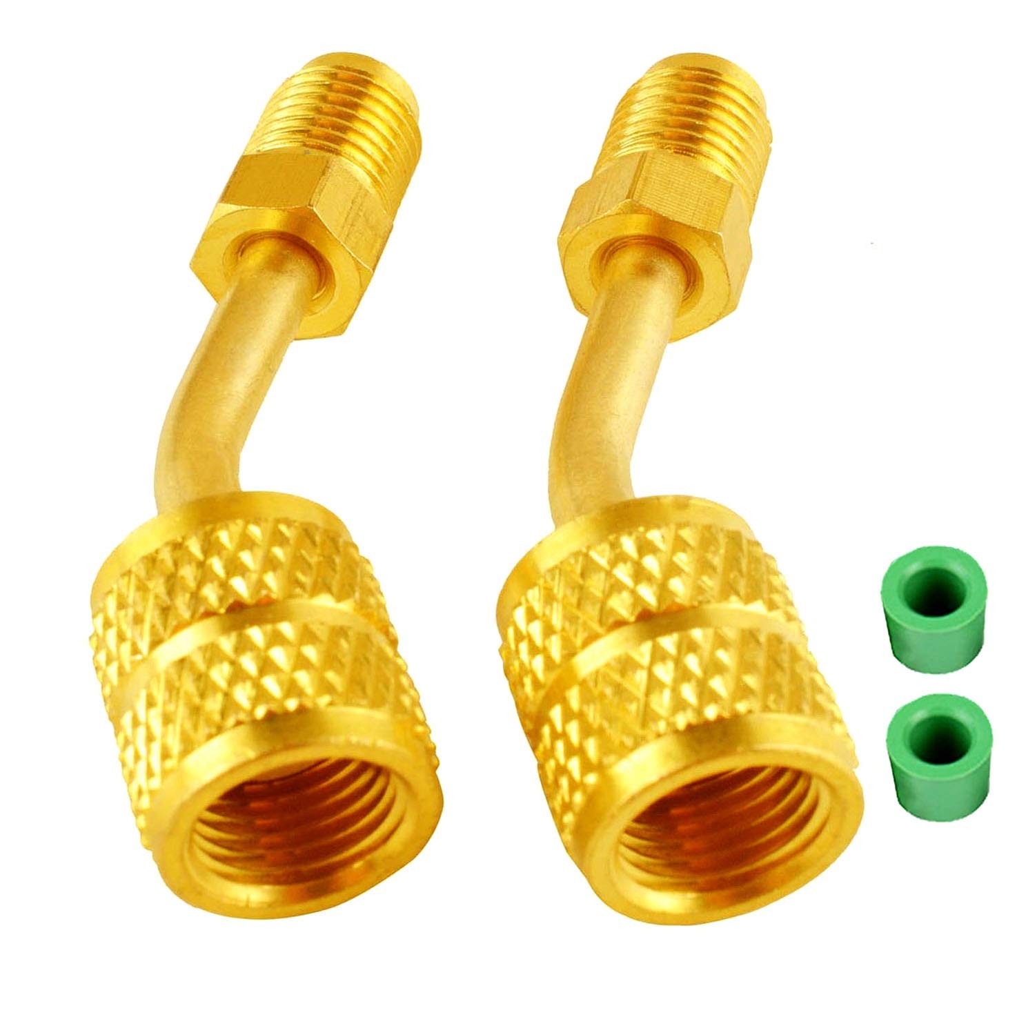 Wadoy R410a Adapter for Mini Split HVAC System 5/16″ Female Quick 145°, Gold