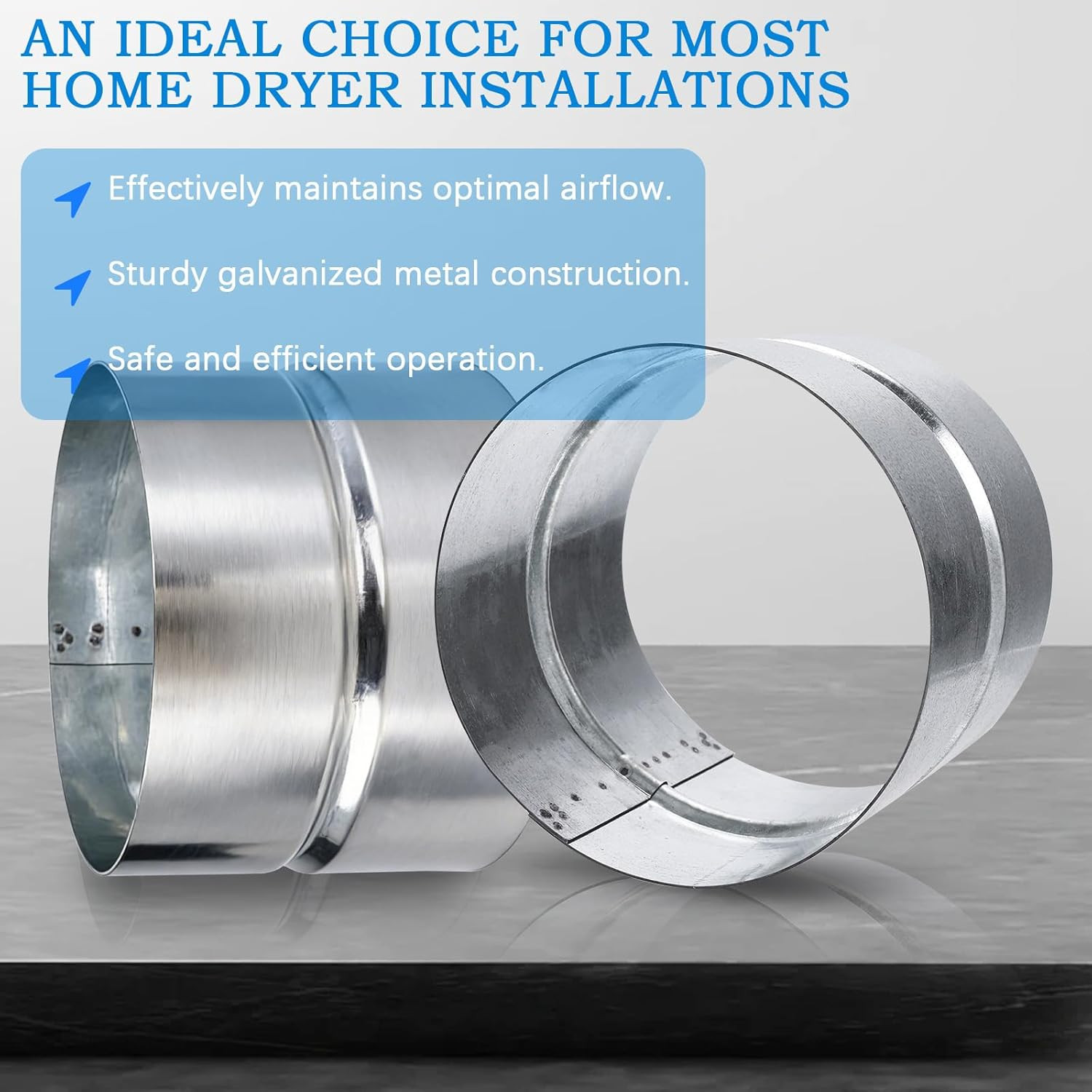 4 Inch Galvanized Metal Vent Duct Connector，Dryer Pipe Connection for Metal Drye
