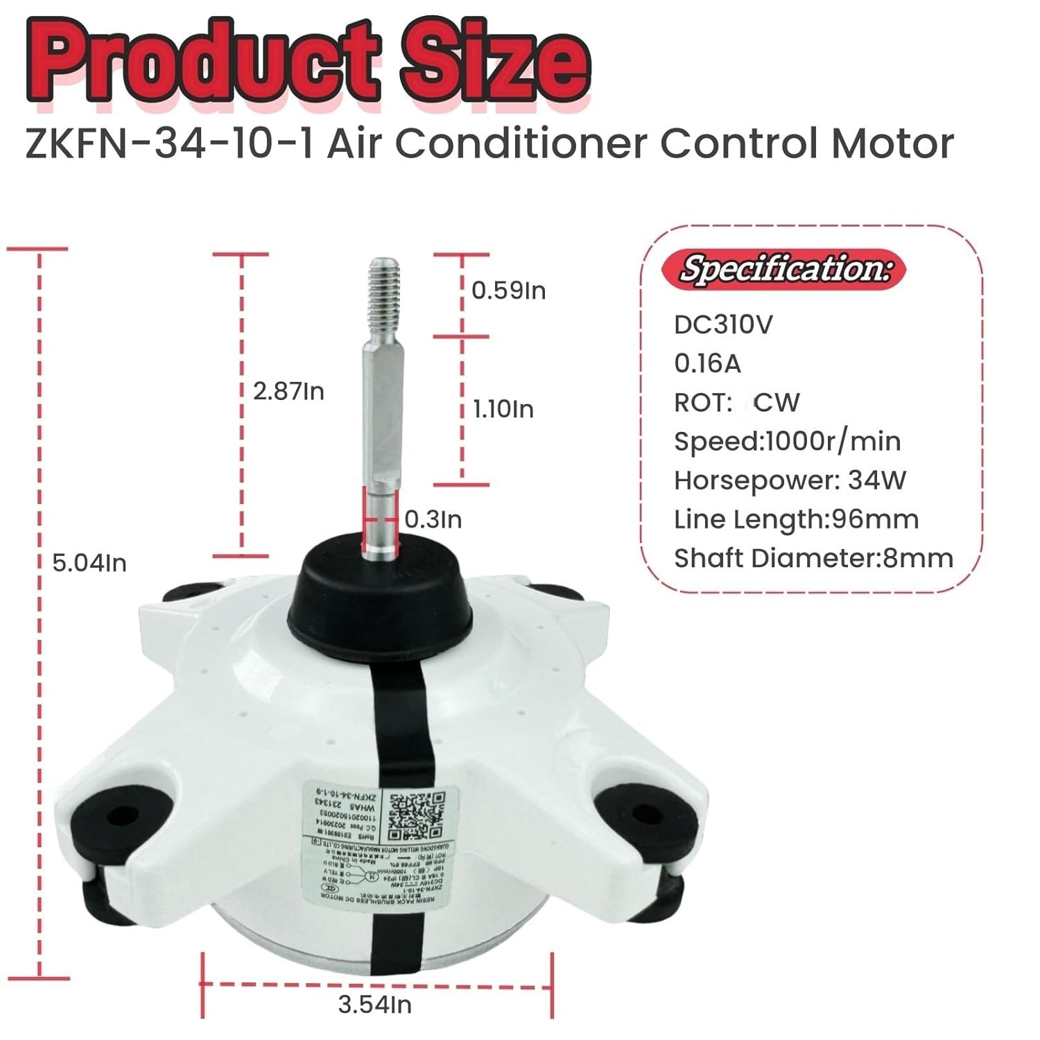 ZKFN 34 10 1 Air Conditioner Control Motor Brushless DC Motor DC310V 34W 0.16A