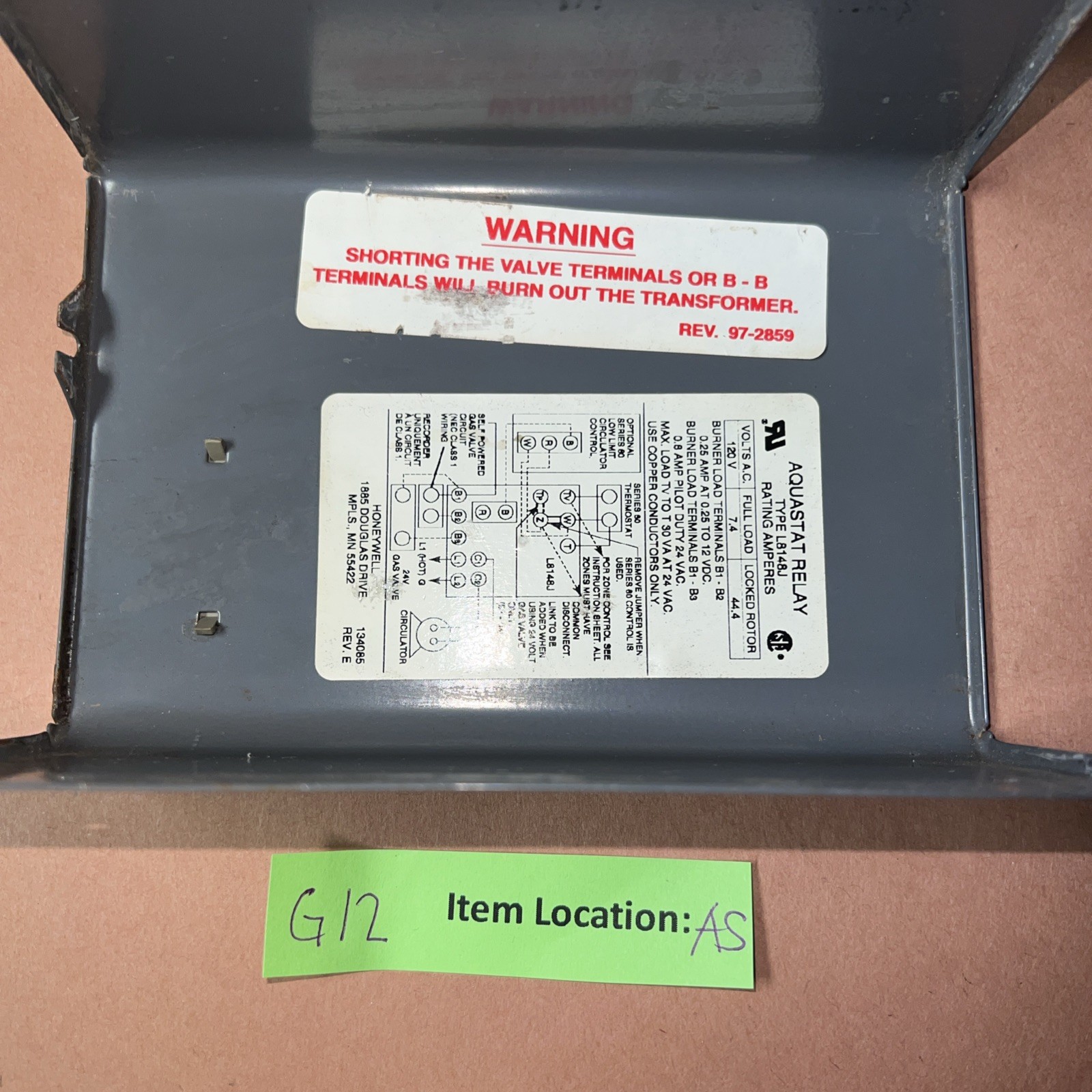 HONEYWELL AQUASTAT RELAY L8148J 1009