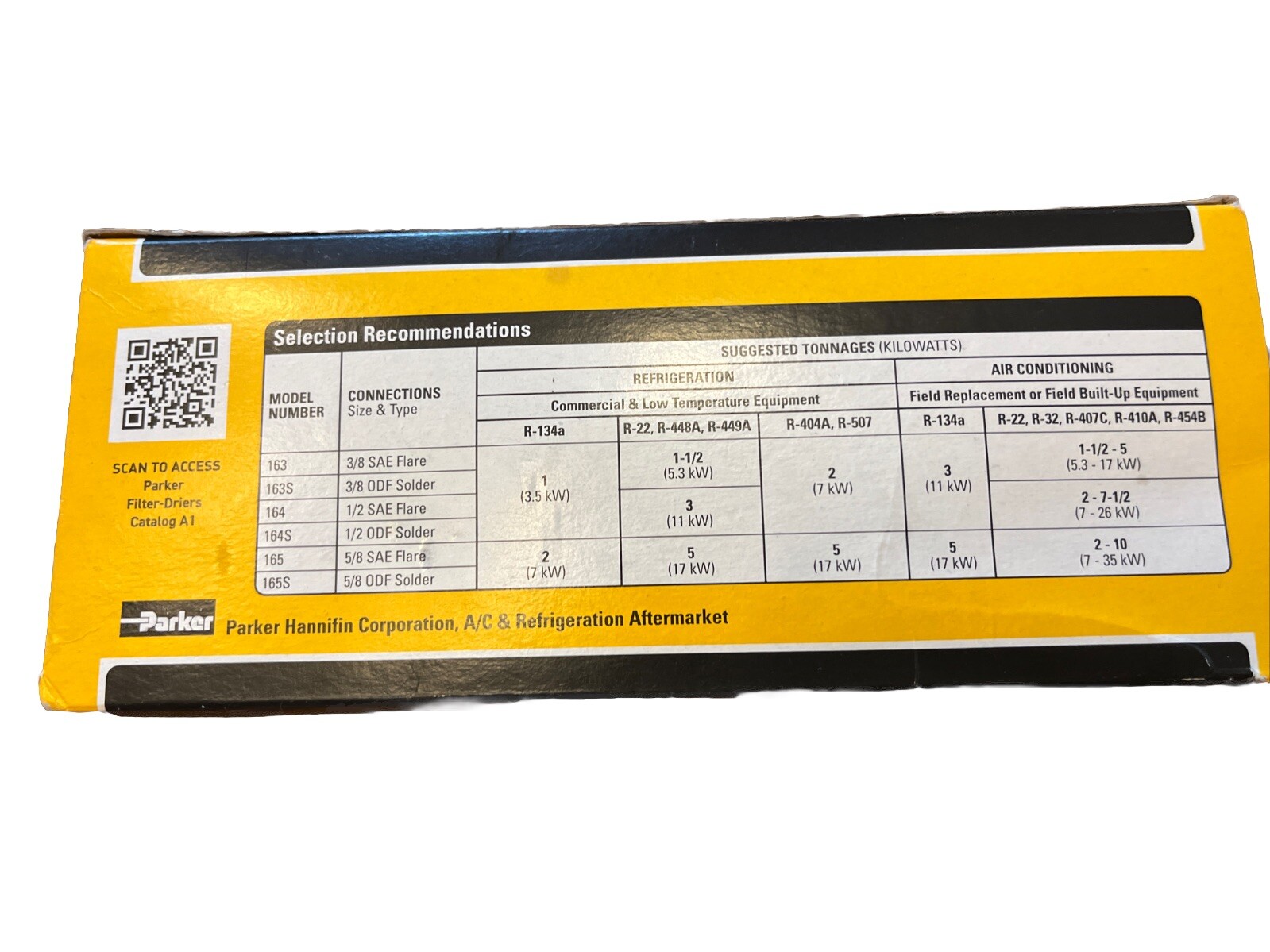 1x Liquid Line Filter Drier Gold Label LLD Series 3/8″ ODF PARKER LLD-163S