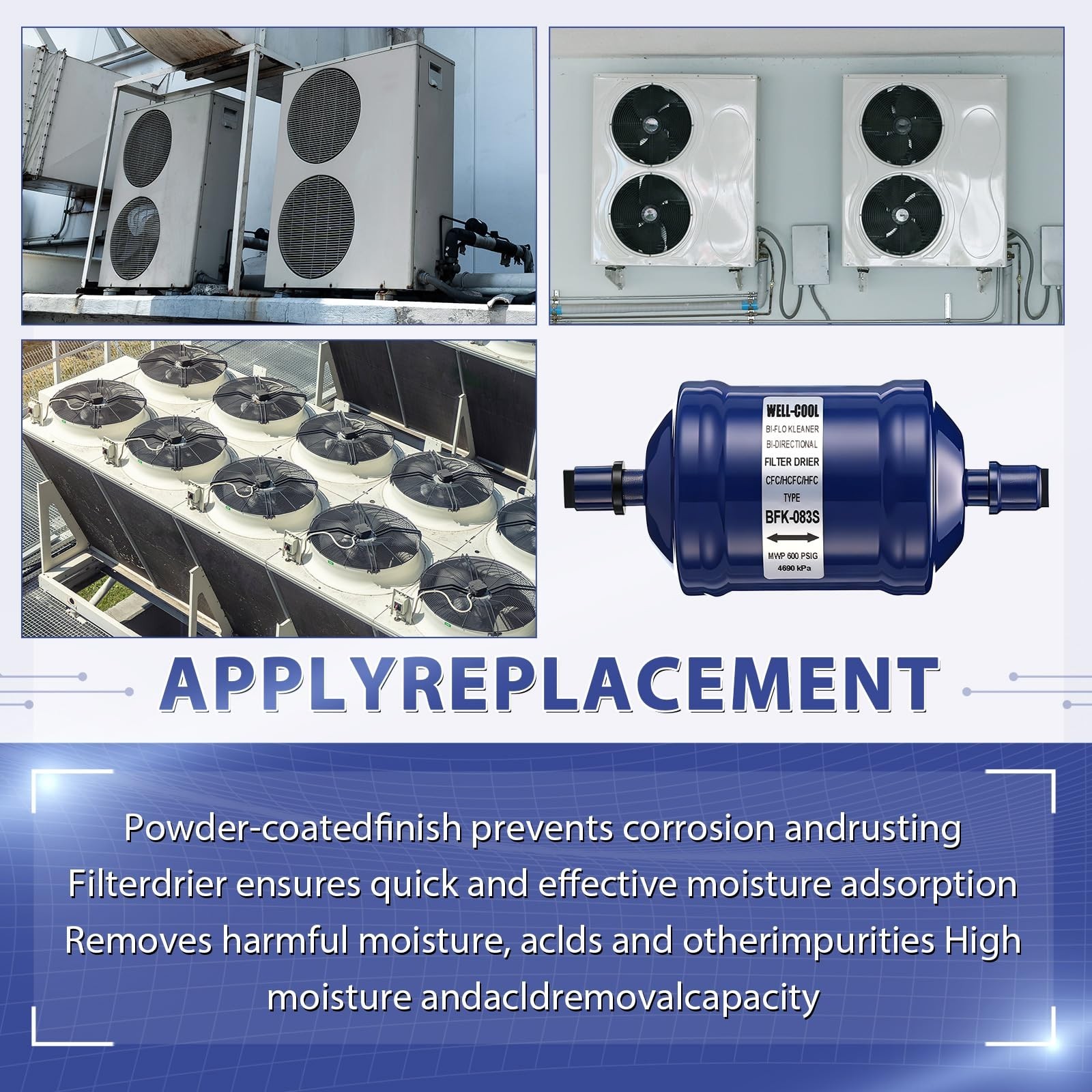 2 Pcs Bi-Flow Filter Drier for Heat Pump Refrigerants R410A R22 R134A AC Systems