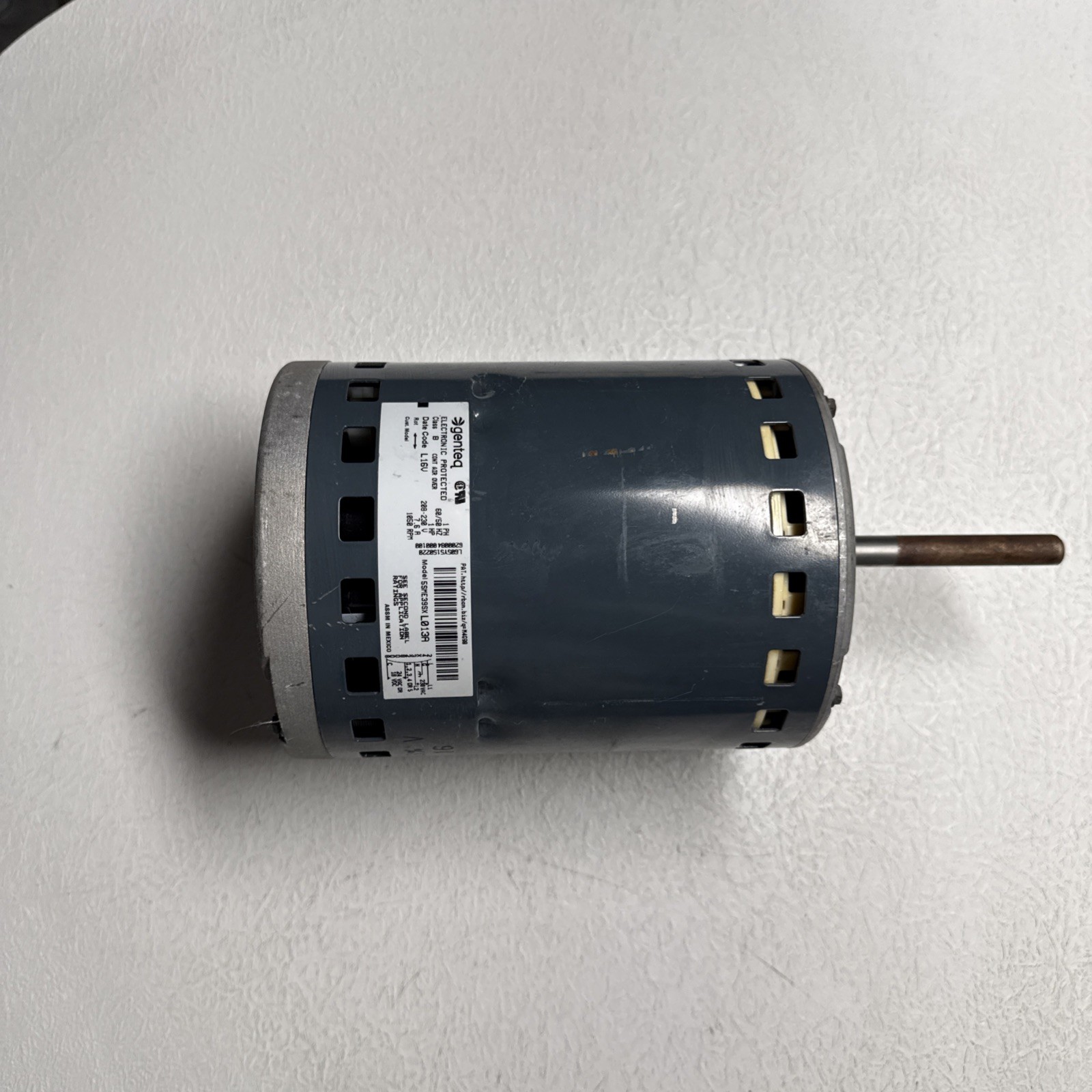 Genteq 5SME39SXL013A Blower Motor 1HP 208-230V 1Phase 7.6Amp 1050 RPM