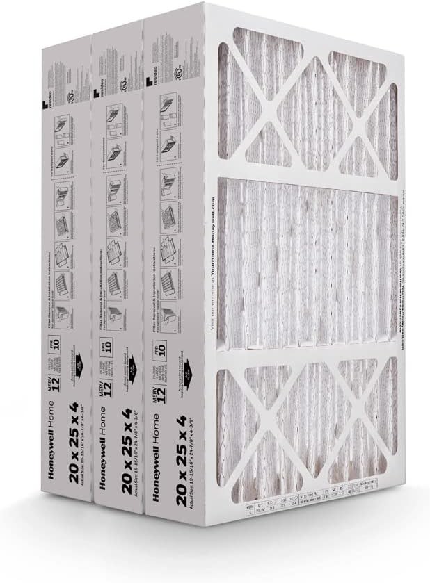 Honeywell Home 20x25x4 MERV 12, AC Furnace Air Filter, 3 PACK Pack of 3