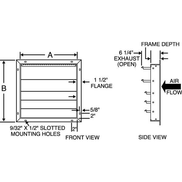 Dayton 3C310 36 In 39″H-W 5.75″L Alu Wall Backdraft Damper, 36-1/2 In X 36-1/2
