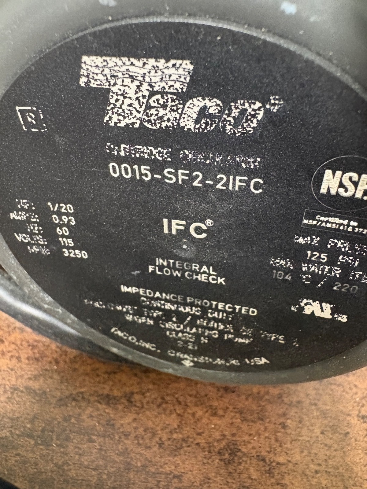 NEW TACO 0015-SF2-2IFC RECIRCULATION PUMP KIT . S1