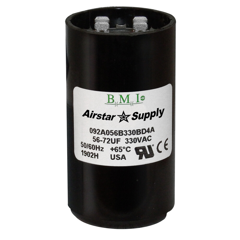 56 – 72 uF x 330 VAC BMI # 092A056B330BD4A Motor Start AC Capacitor w/ Resistor