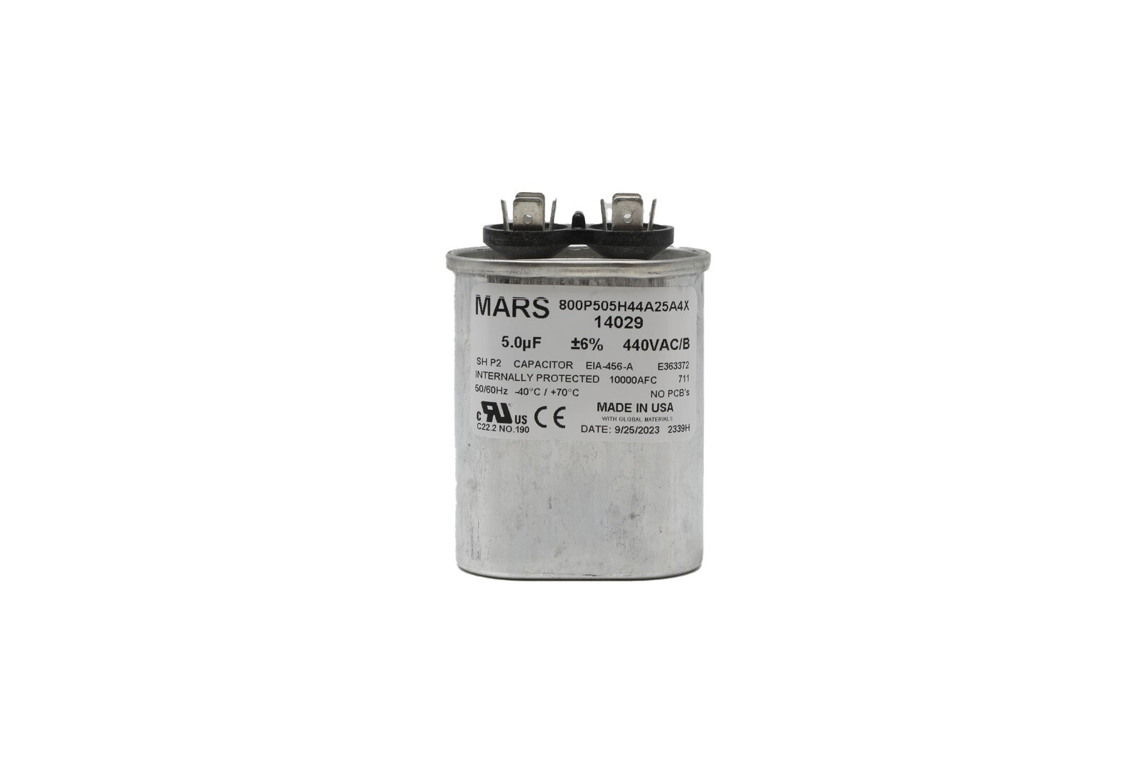MARS USA 14029 5 MFD 440/370V Motor Run Capacitor, Oval