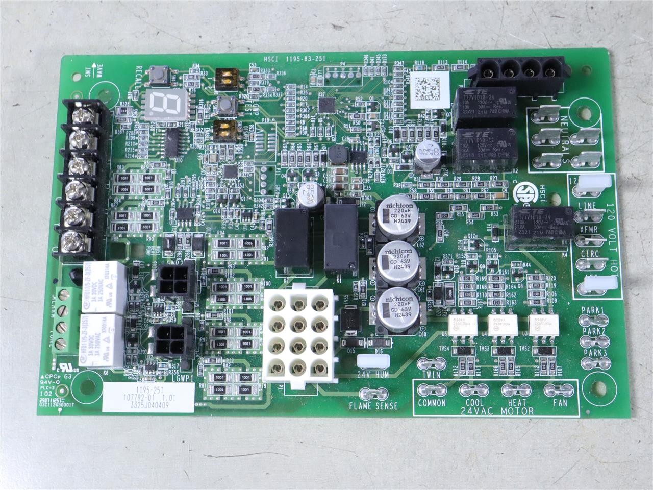 LENNOX 1195-251 Furnace Control Circuit Board 107792-01
