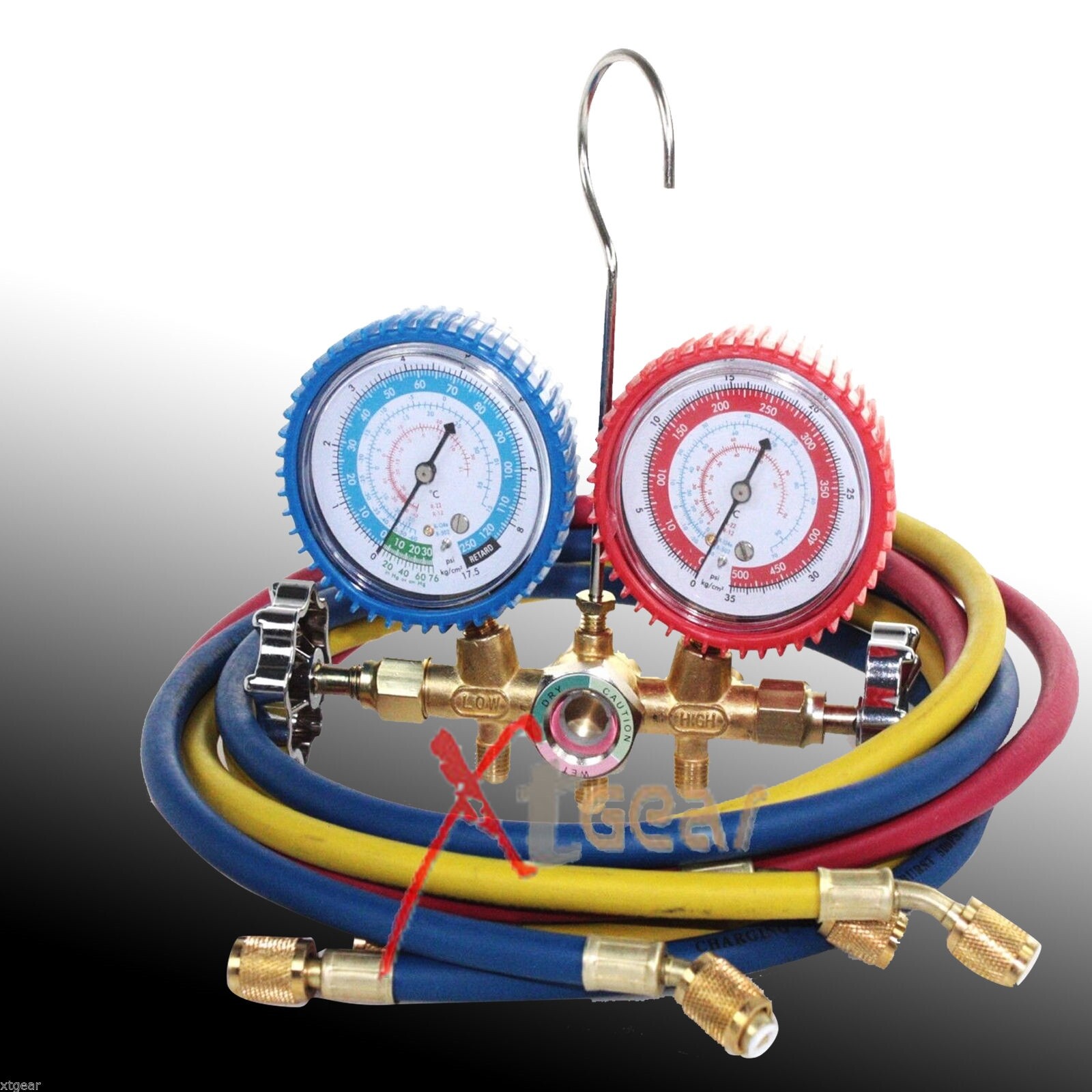 R134a R12 R22 AC A/C Manifold Gauge Set 5FT Colored Hose Air Conditioner