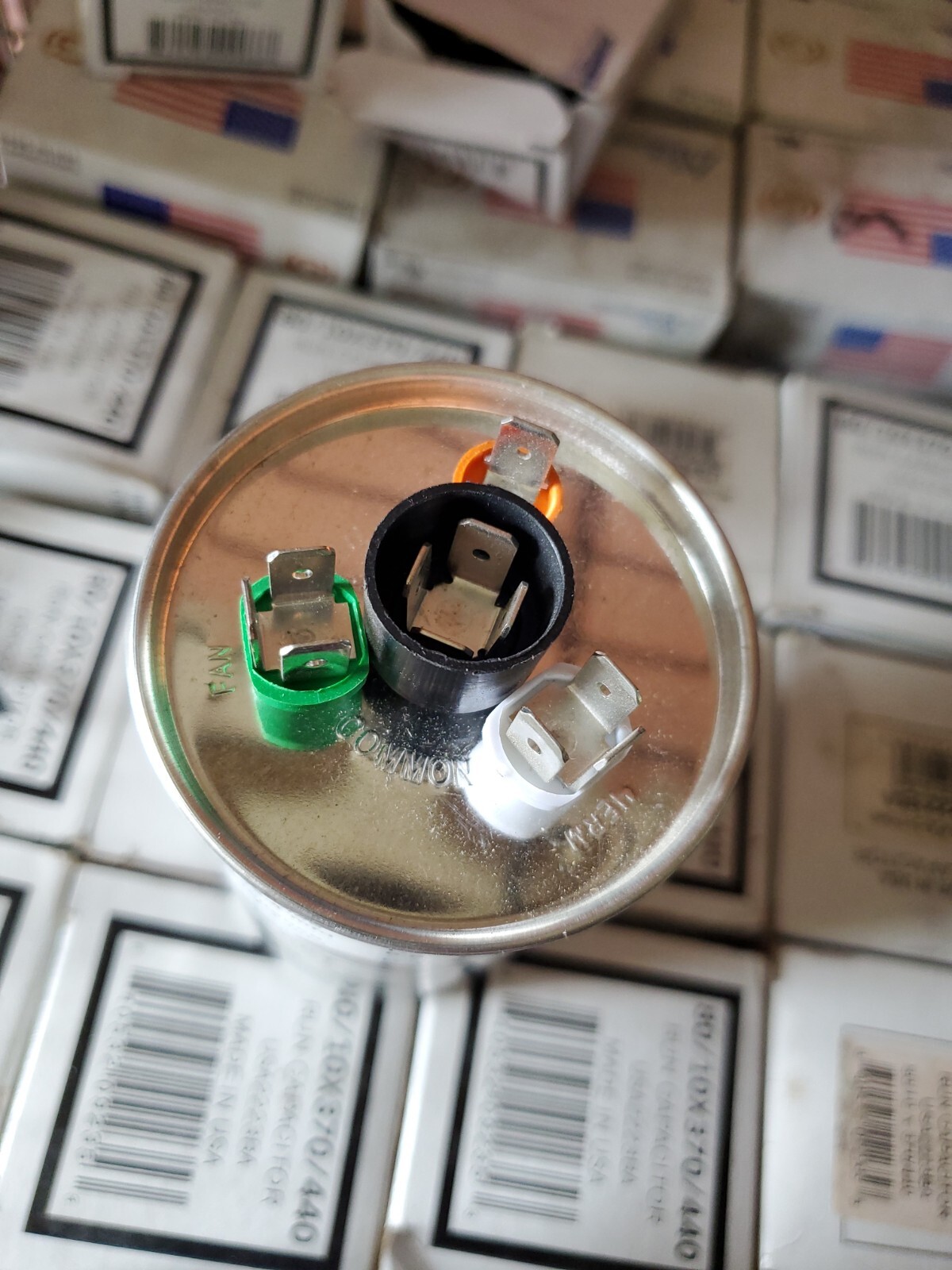 AmRad USA2238 Round Run Capacitor 50+7.5 uF MFD 370 / 440 Volt Made in USA
