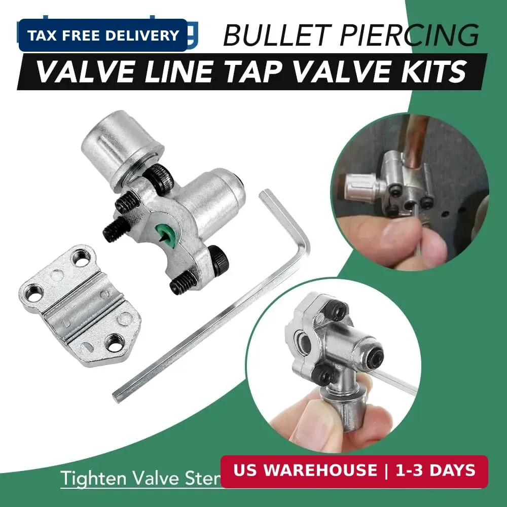 4PCS BPV-31 Bullet Piercing Valve Kit, Adjustable Line Tap Valve for Air Conditi